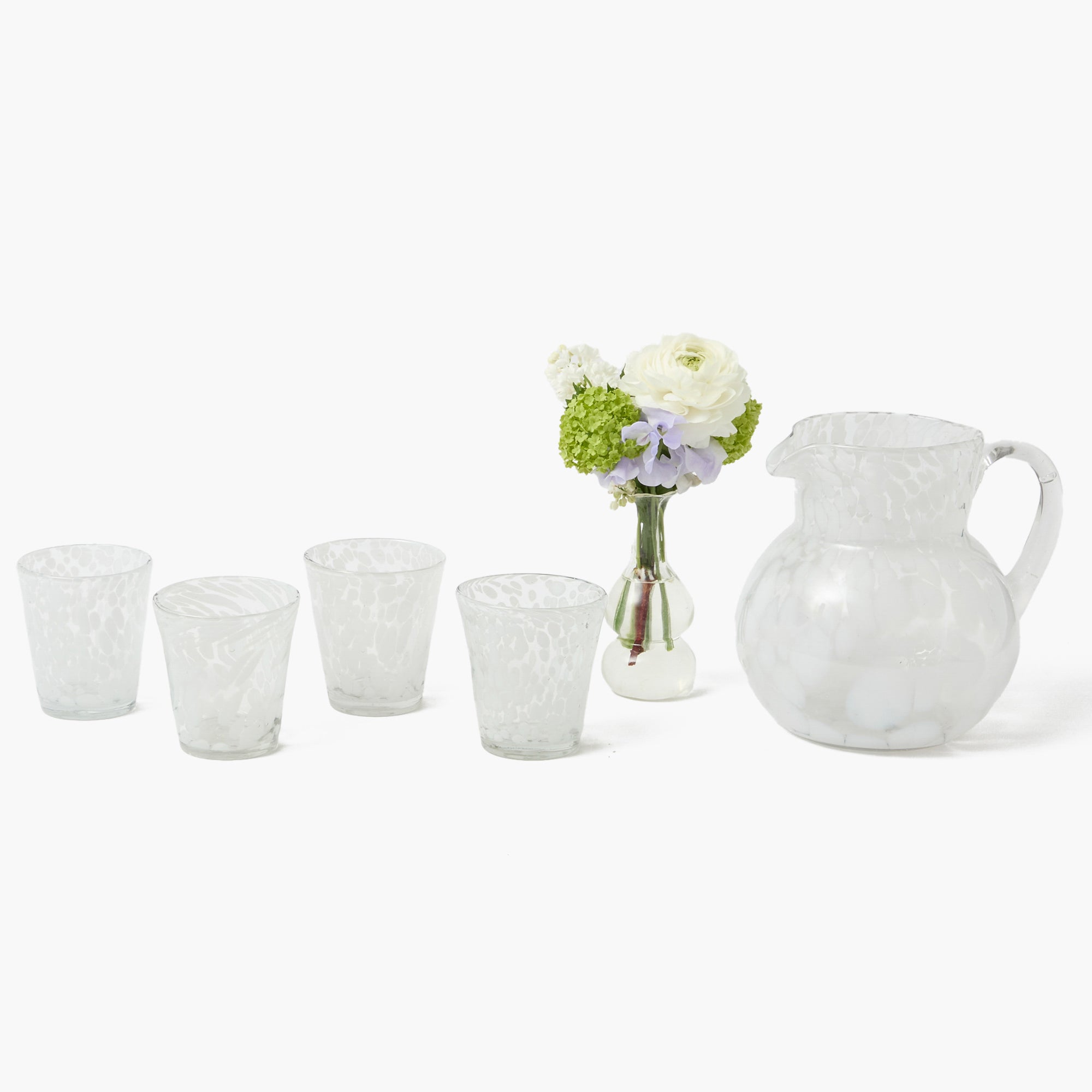 Dappled White Glasses & Jug Set