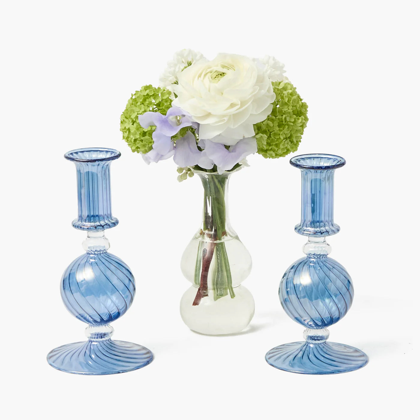 Small Camille Azure Candle Holders (Pair)