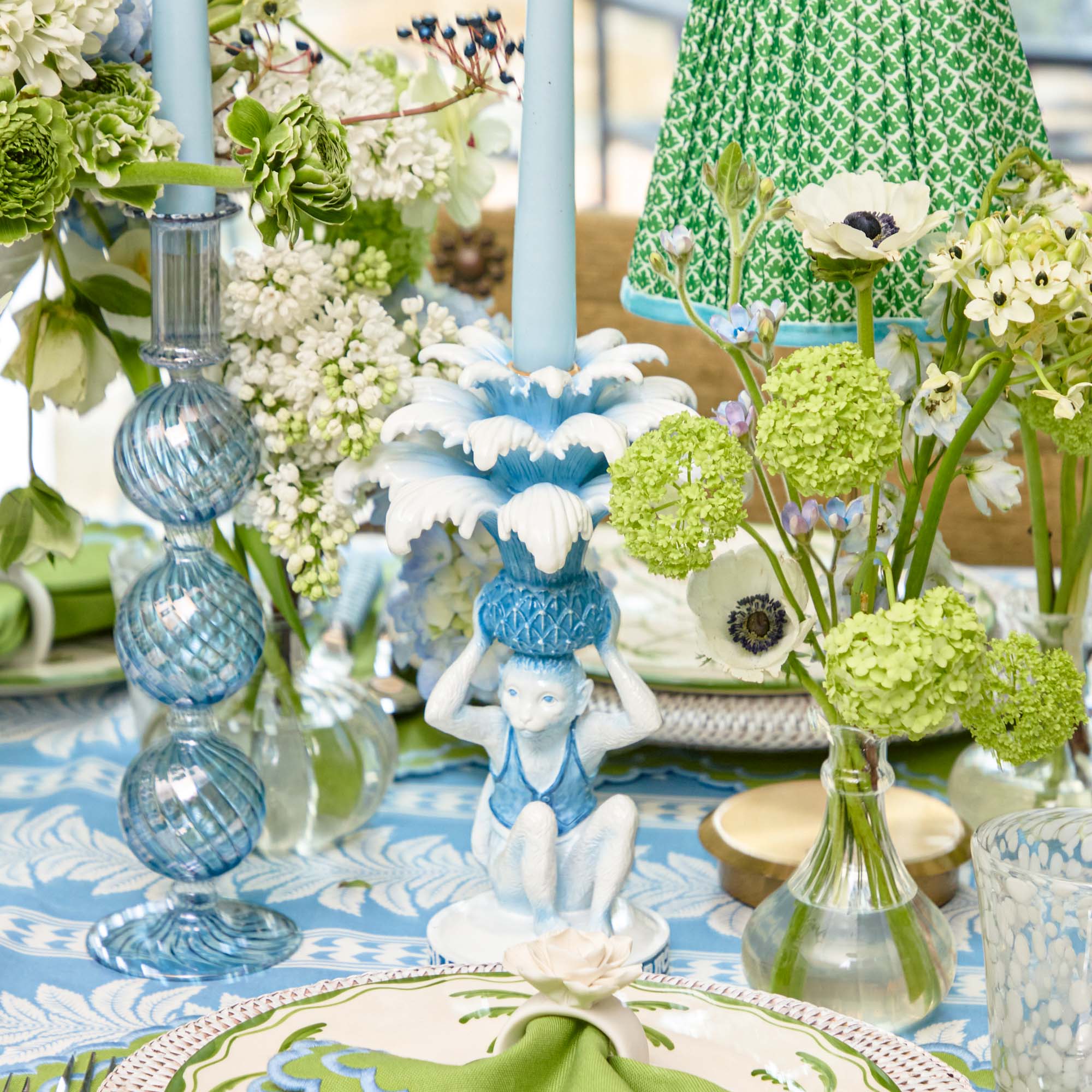 Blue Monkey Candle Holders (Pair)