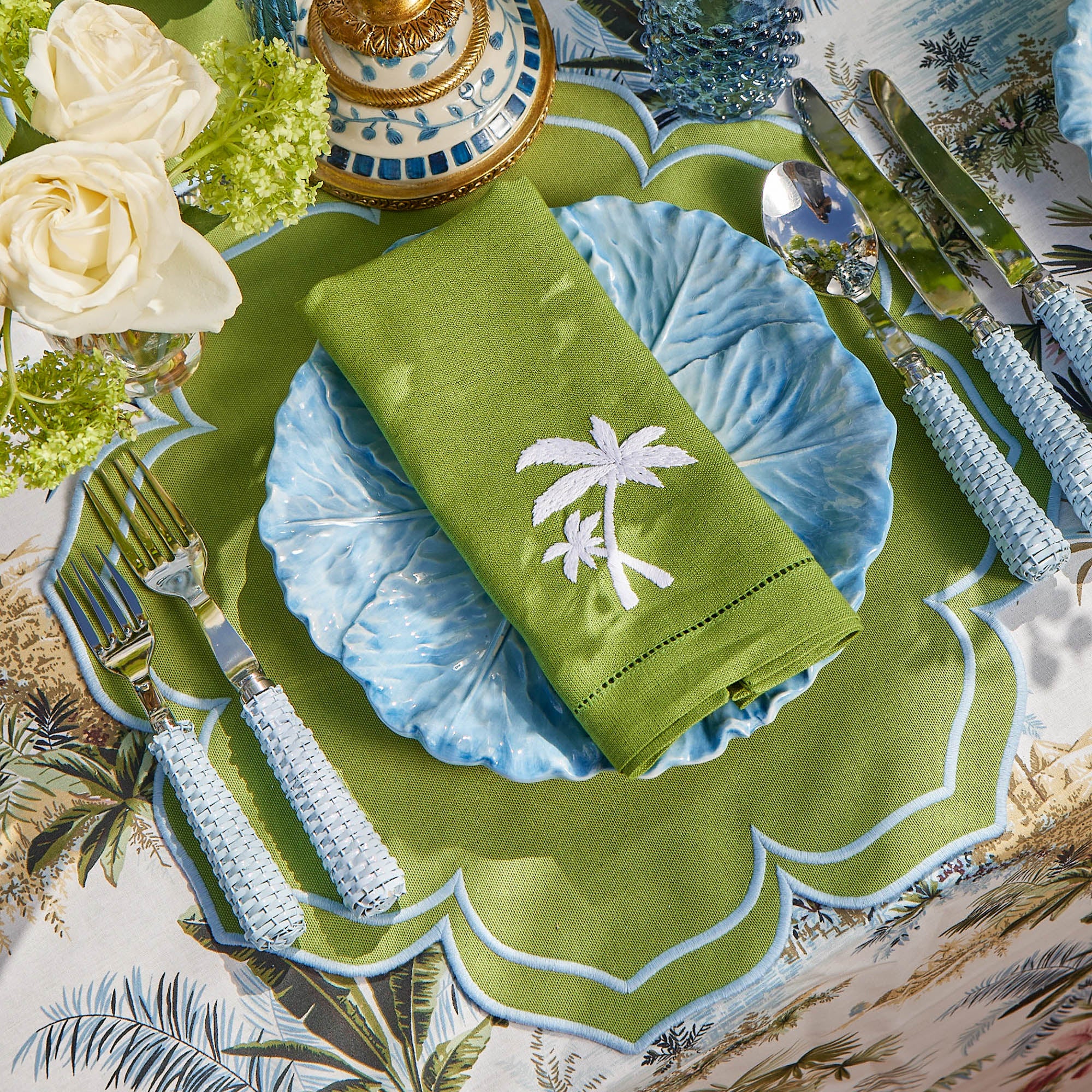 Fleur Green Placemats (Set of 4)