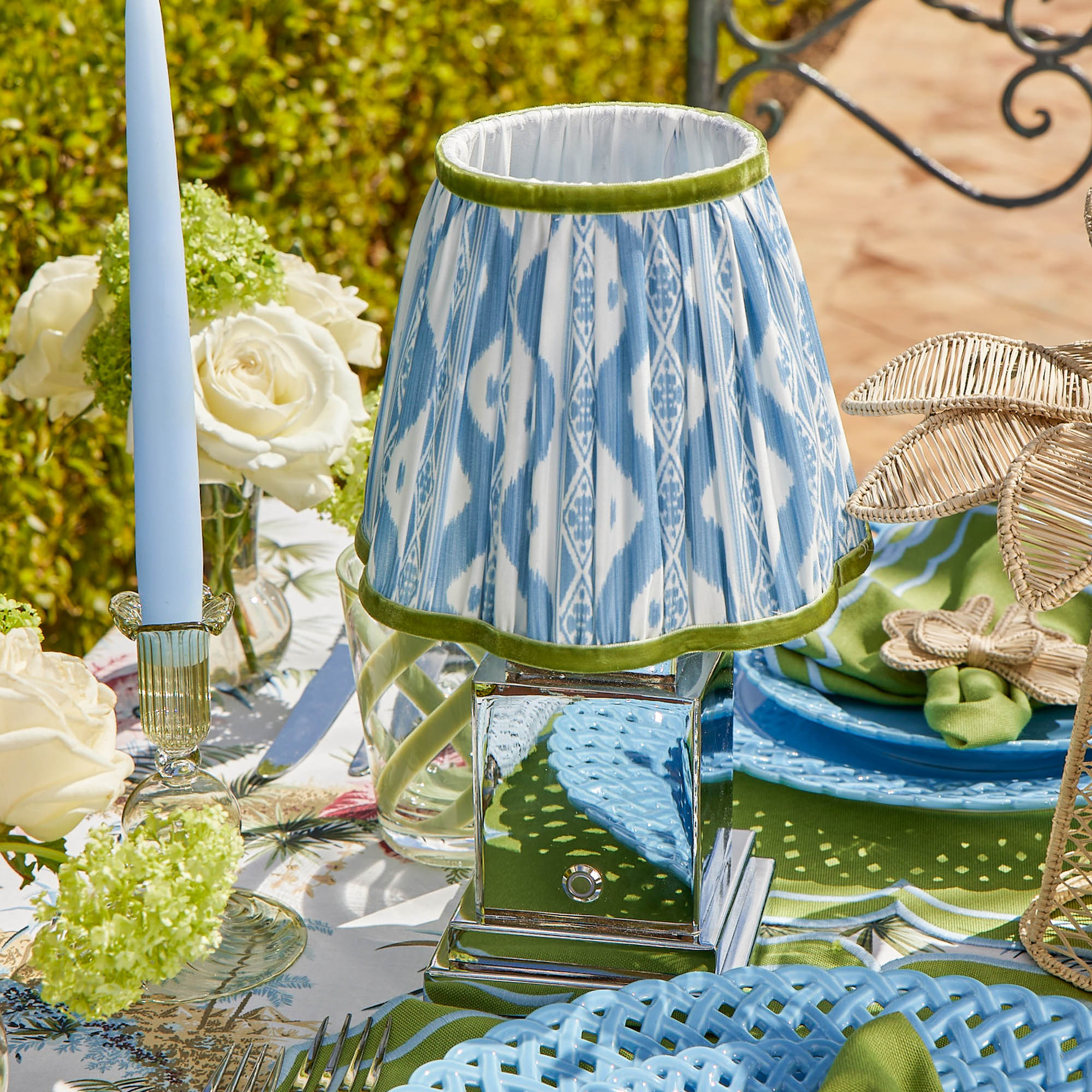 Blue & Green Ikat Lampshade (18cm)