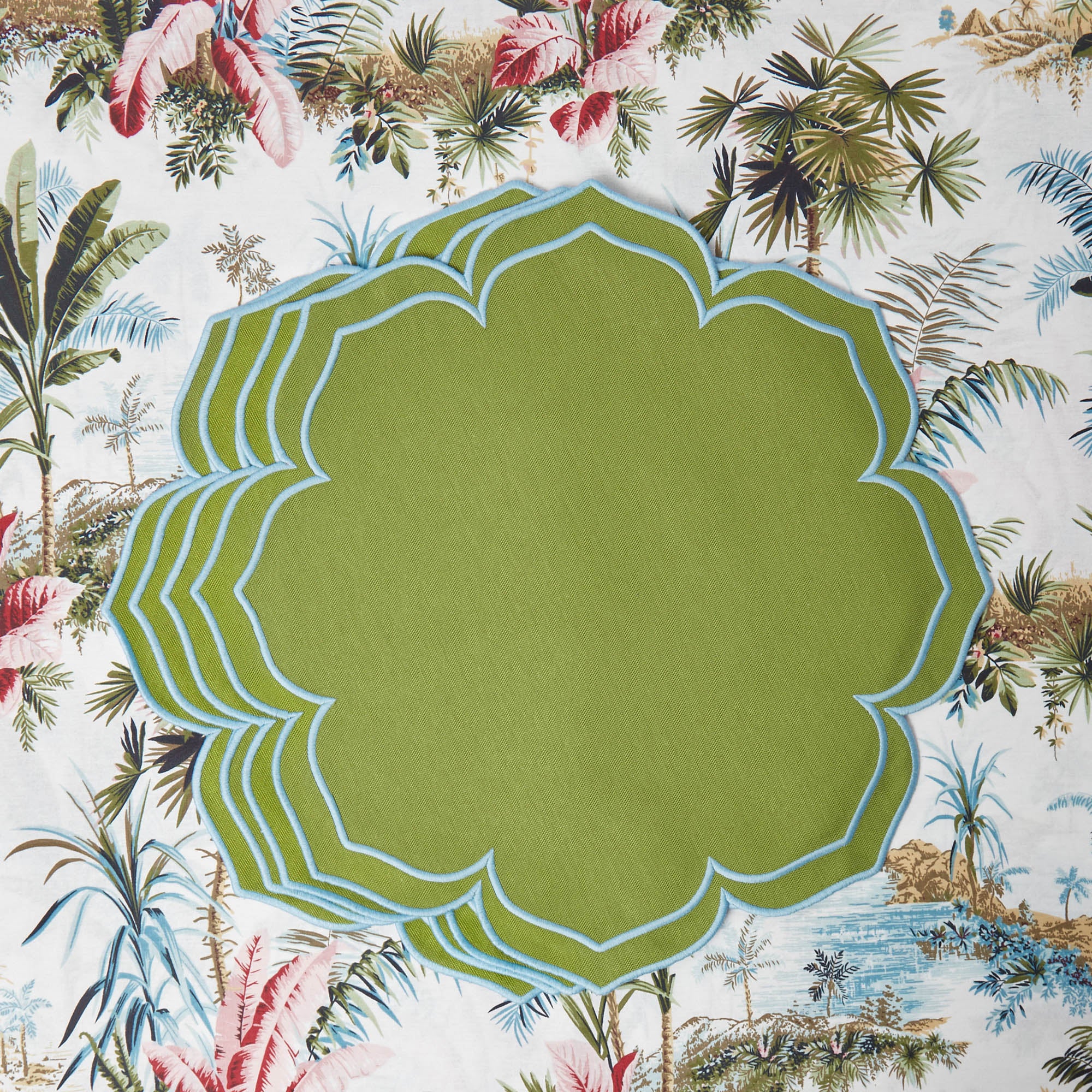 Fleur Green Placemats (Set of 4)