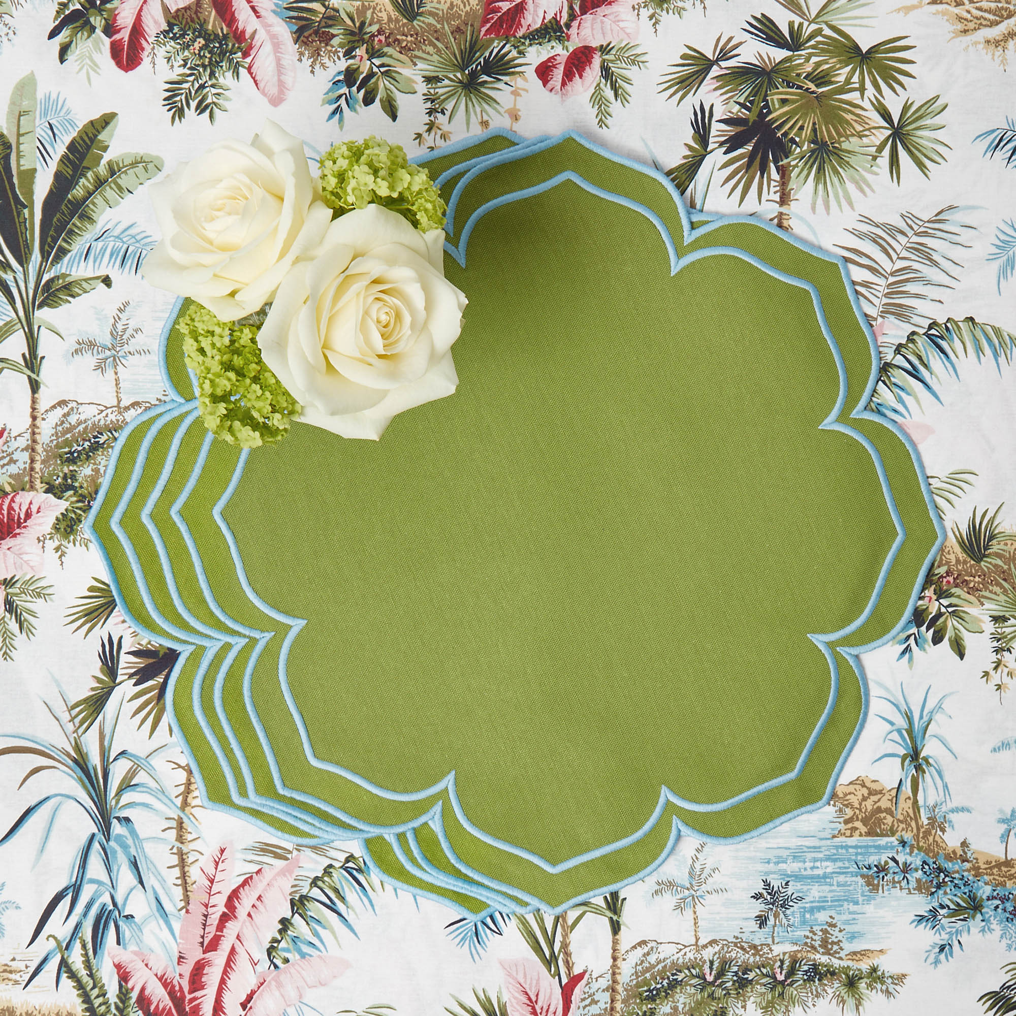 Fleur Green Placemats (Set of 4)