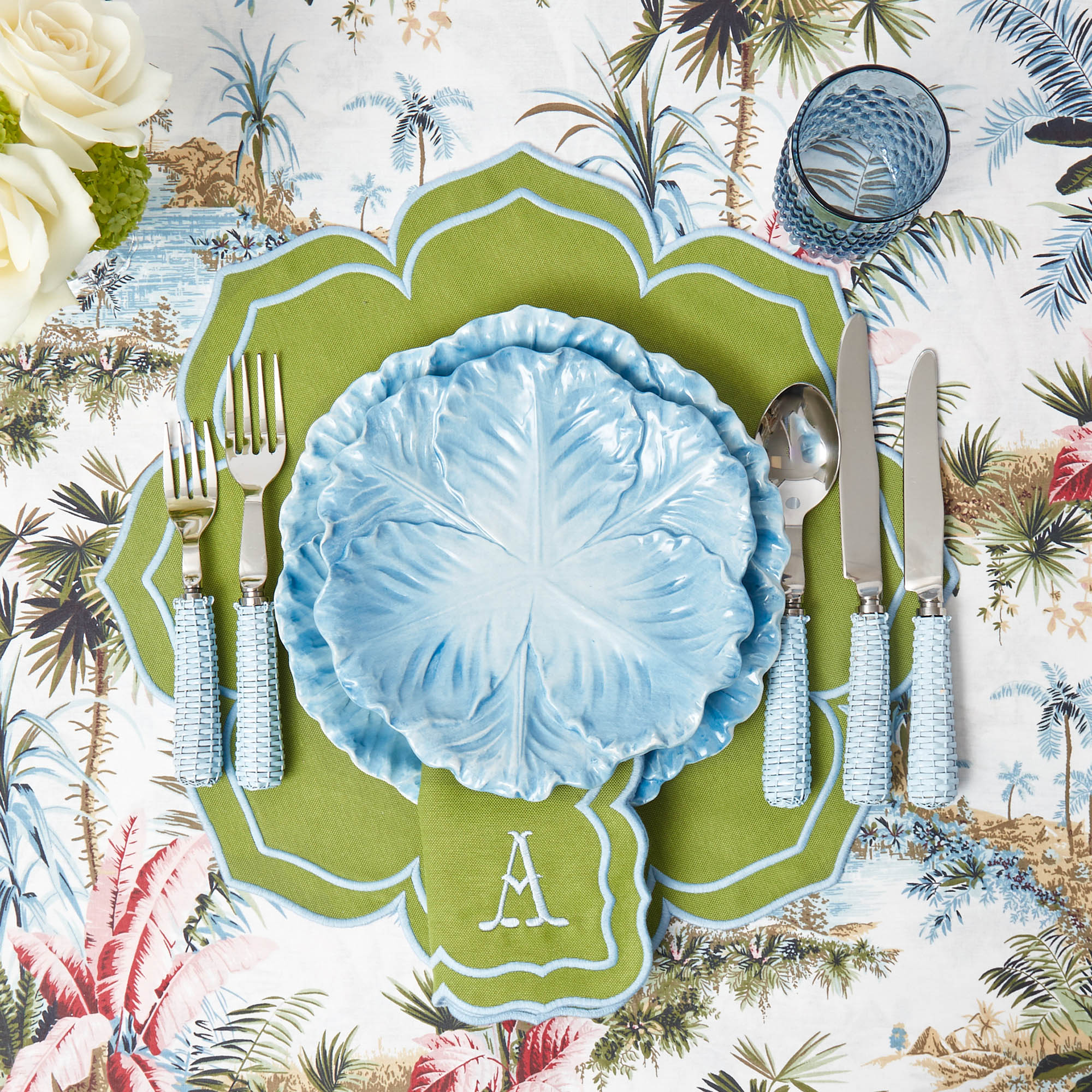 Fleur Green Placemats (Set of 4)