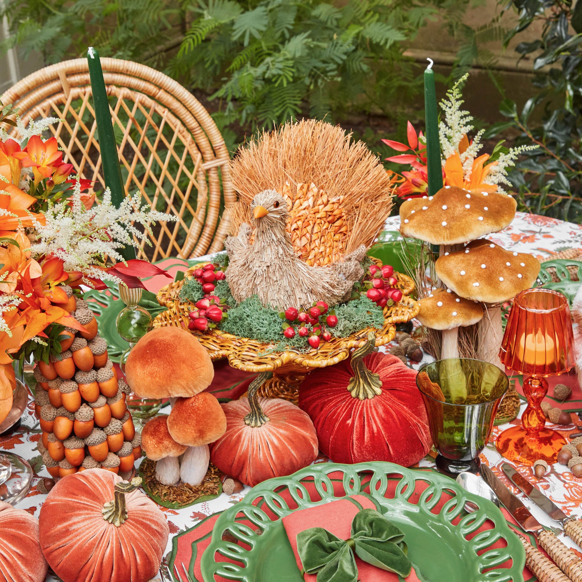 Turkey sculpture created from detailed decorative raffia material.