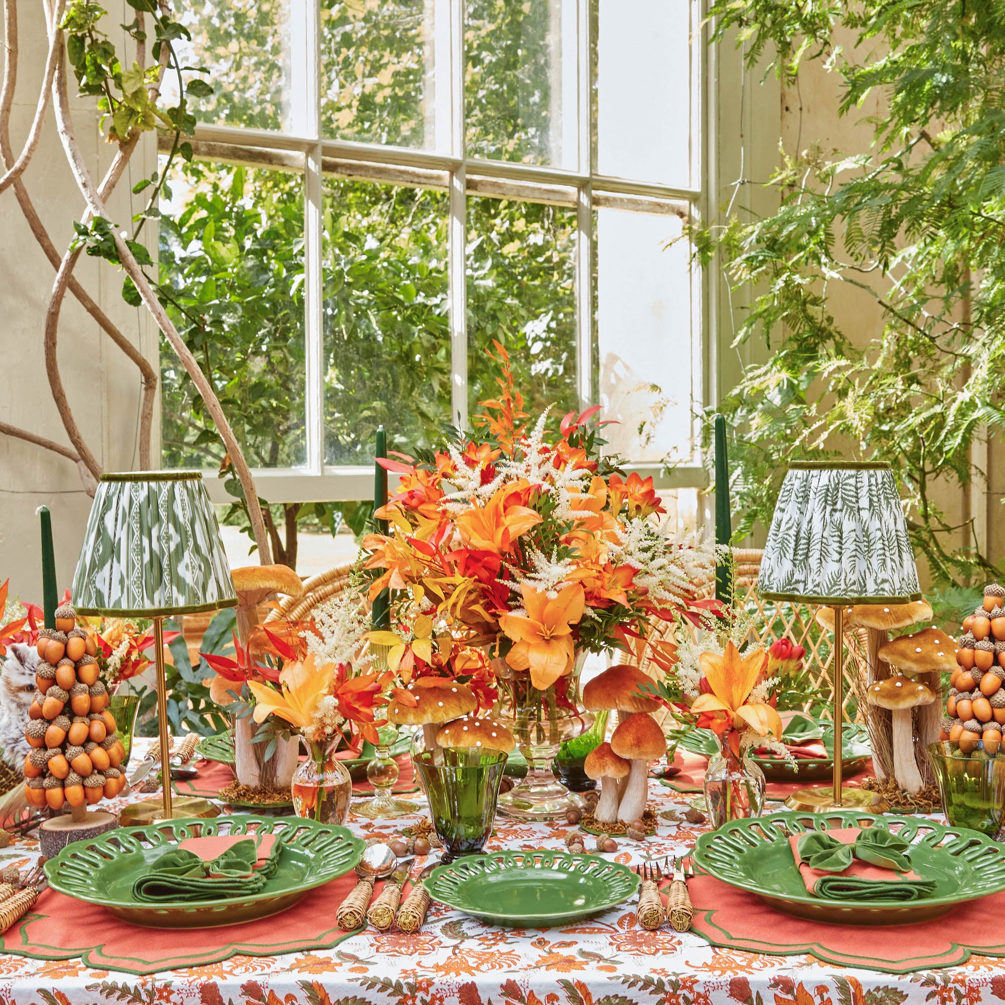 Olive Green Ikat Lampshade (18cm)