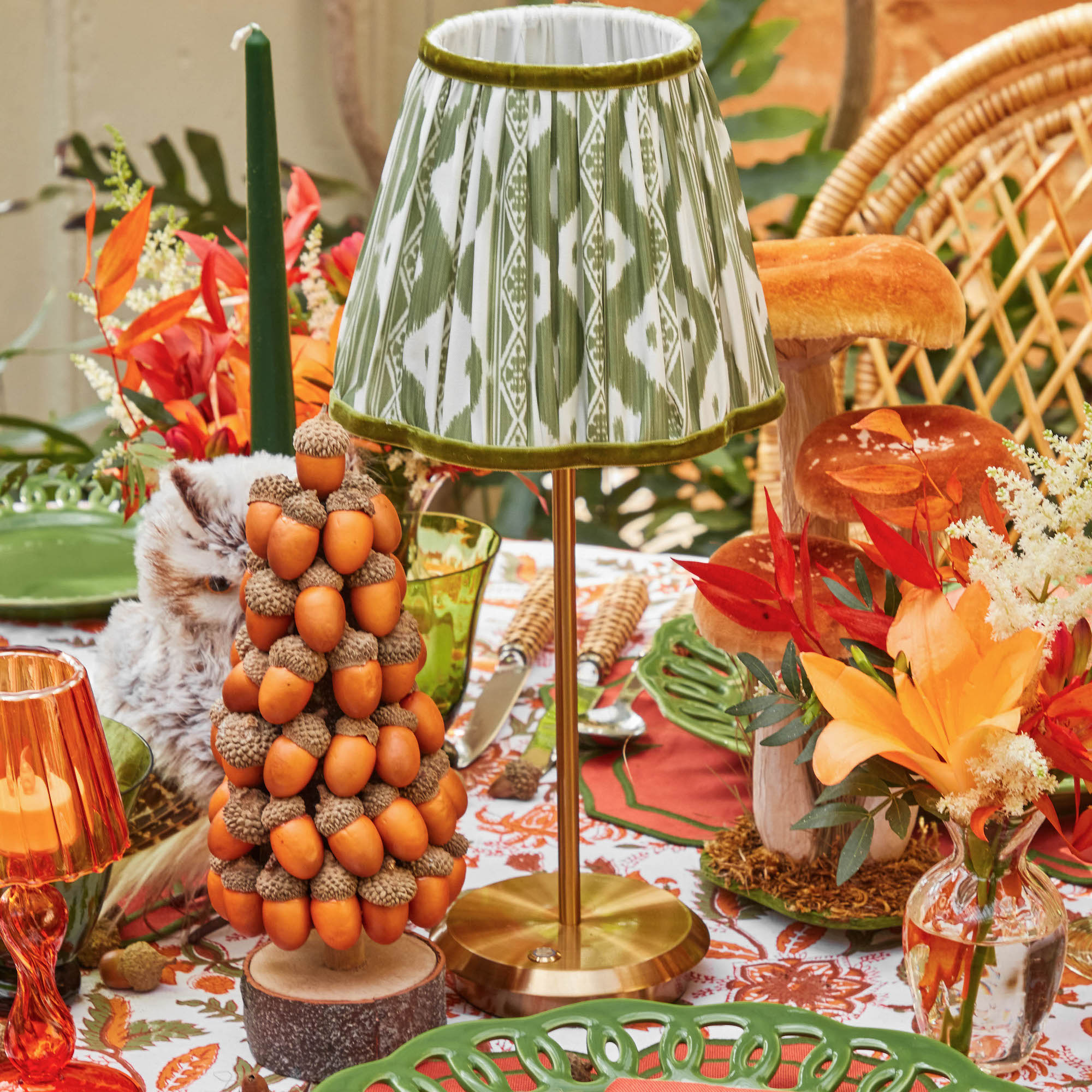 Olive Ikat Lampshade (18cm)