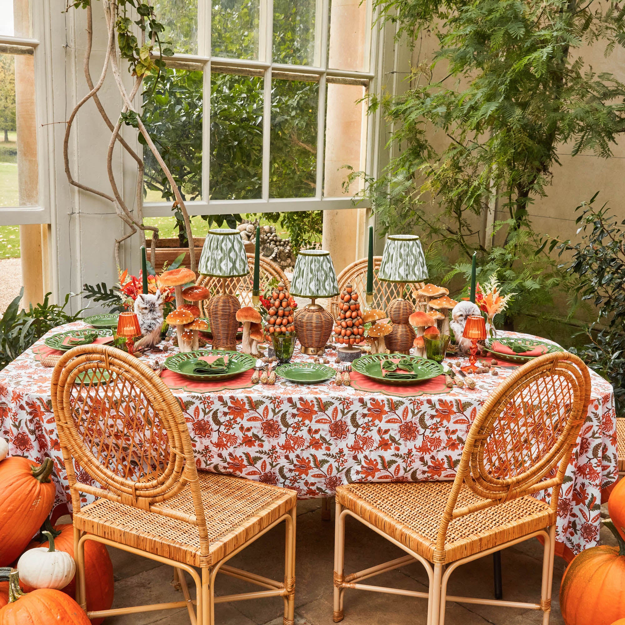 Olive Green Ikat Lampshade (18cm)