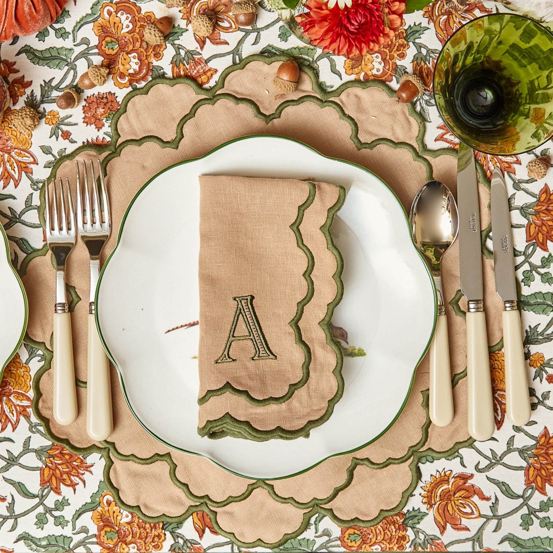 Lily Sand & Green Placemats (Set of 4)