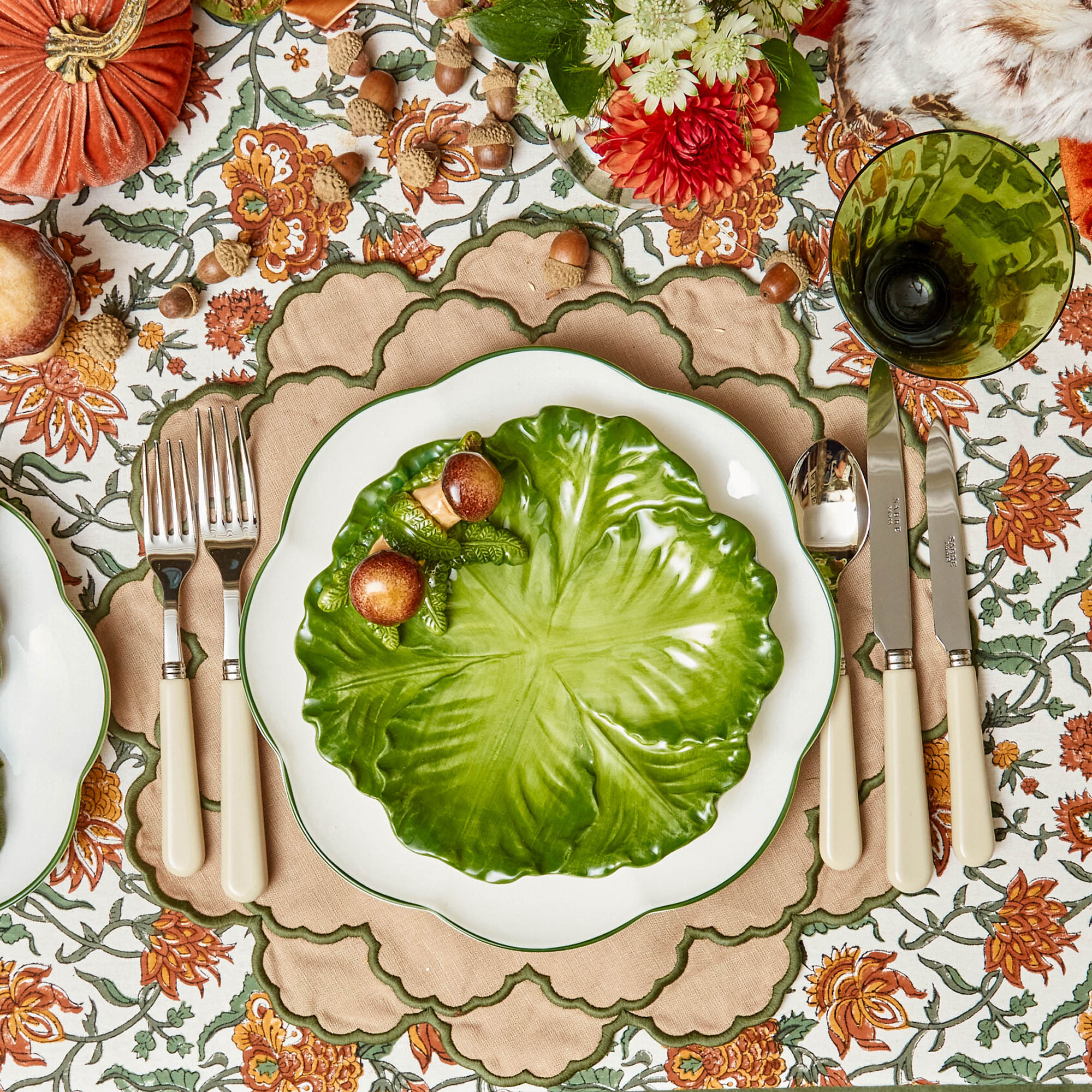 Lily Sand & Green Placemats (Set of 4)