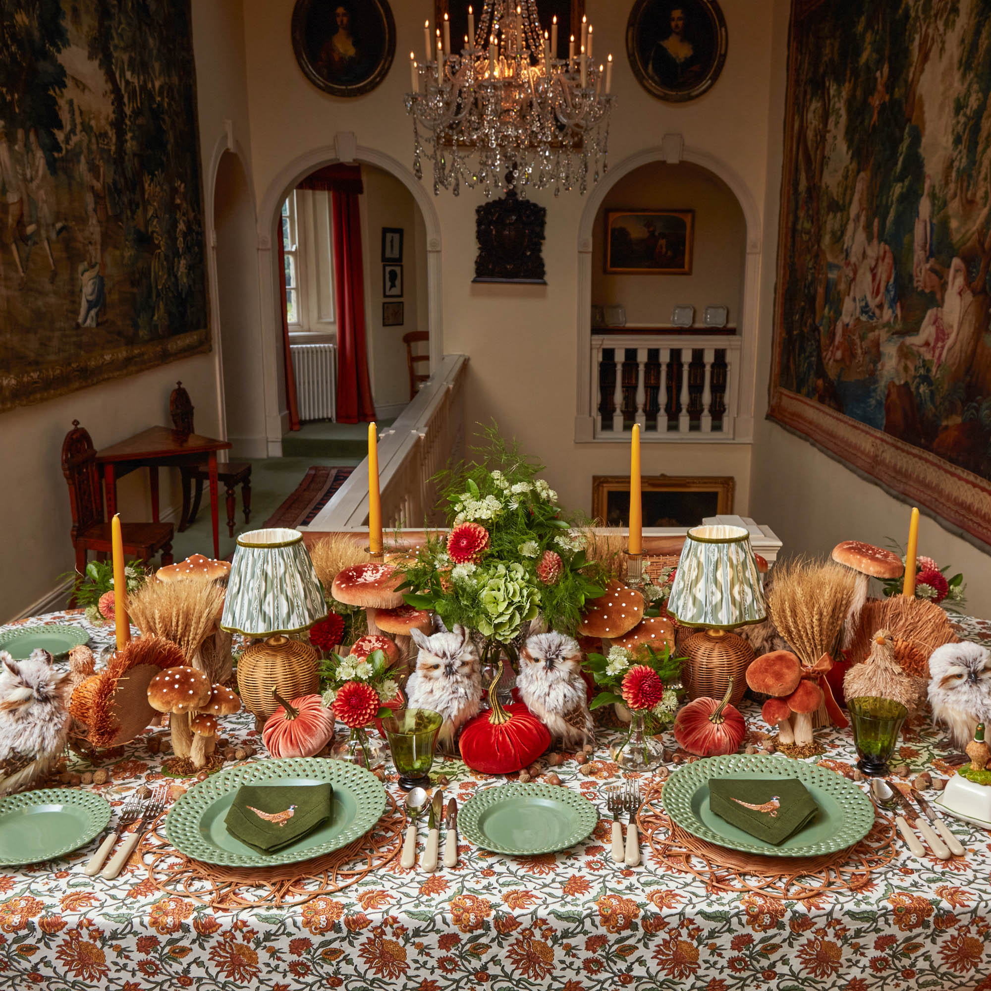 Rattan Ursula Rechargeable Lamp with Olive Ikat Shade (18cm)