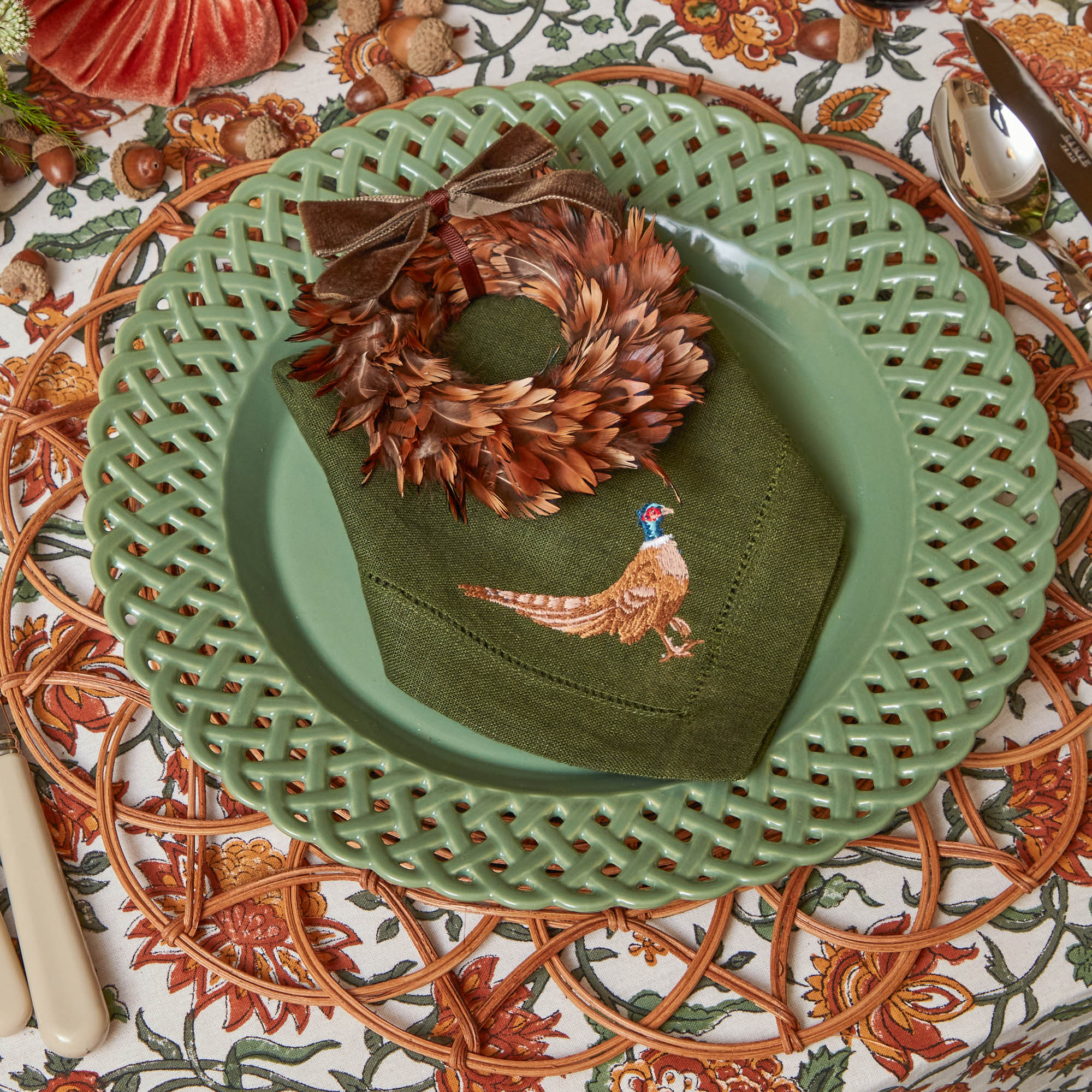 Sage Basketweave Dinner Plate