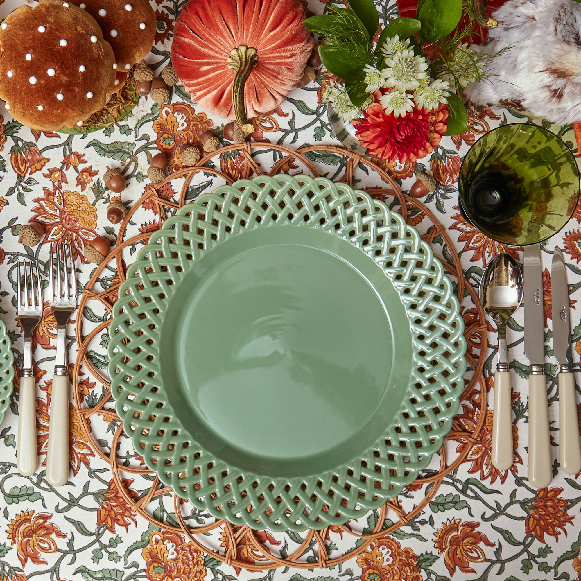 Sage Basketweave Dinner Plate