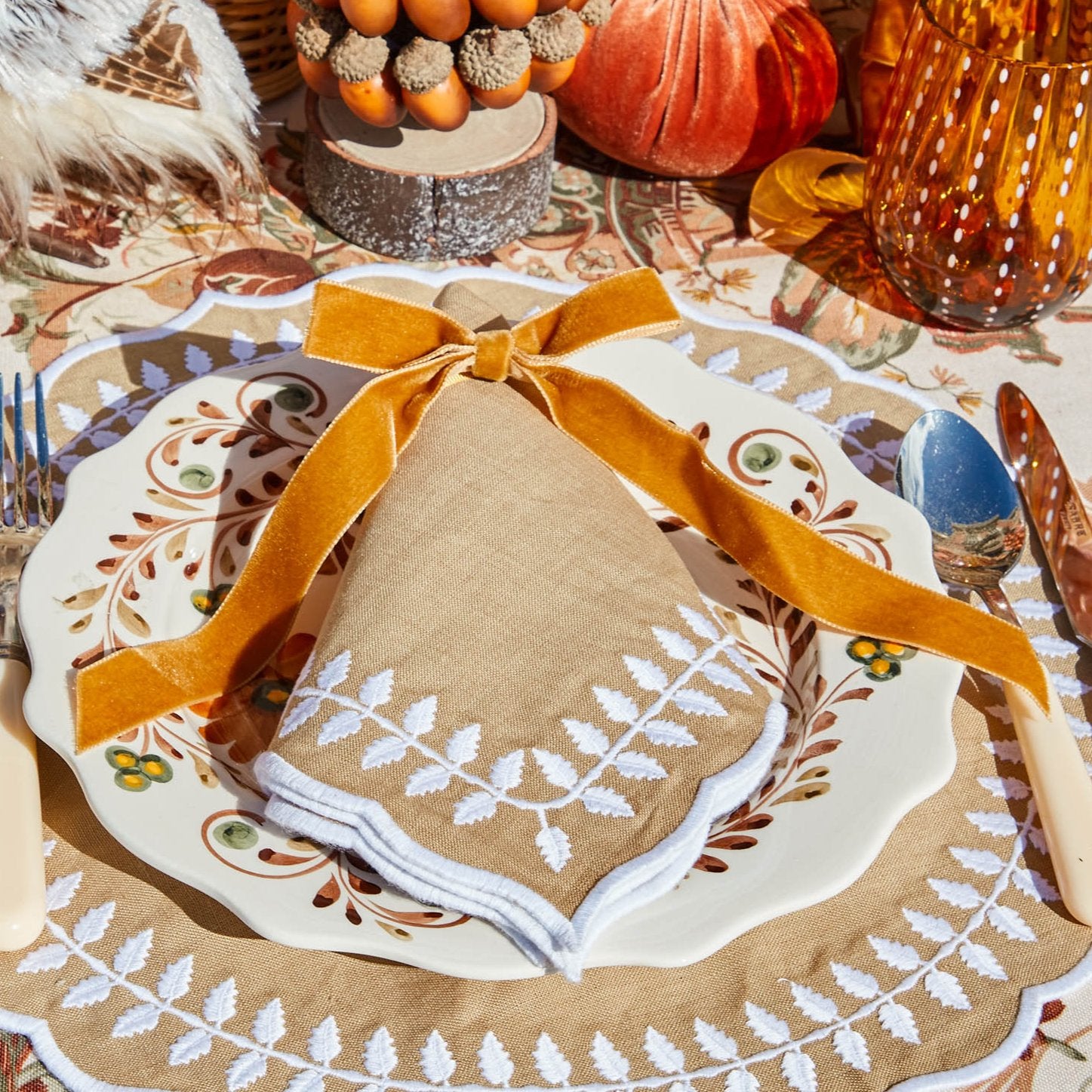 Mustard Velvet Bows (Set of 4) - 20cm