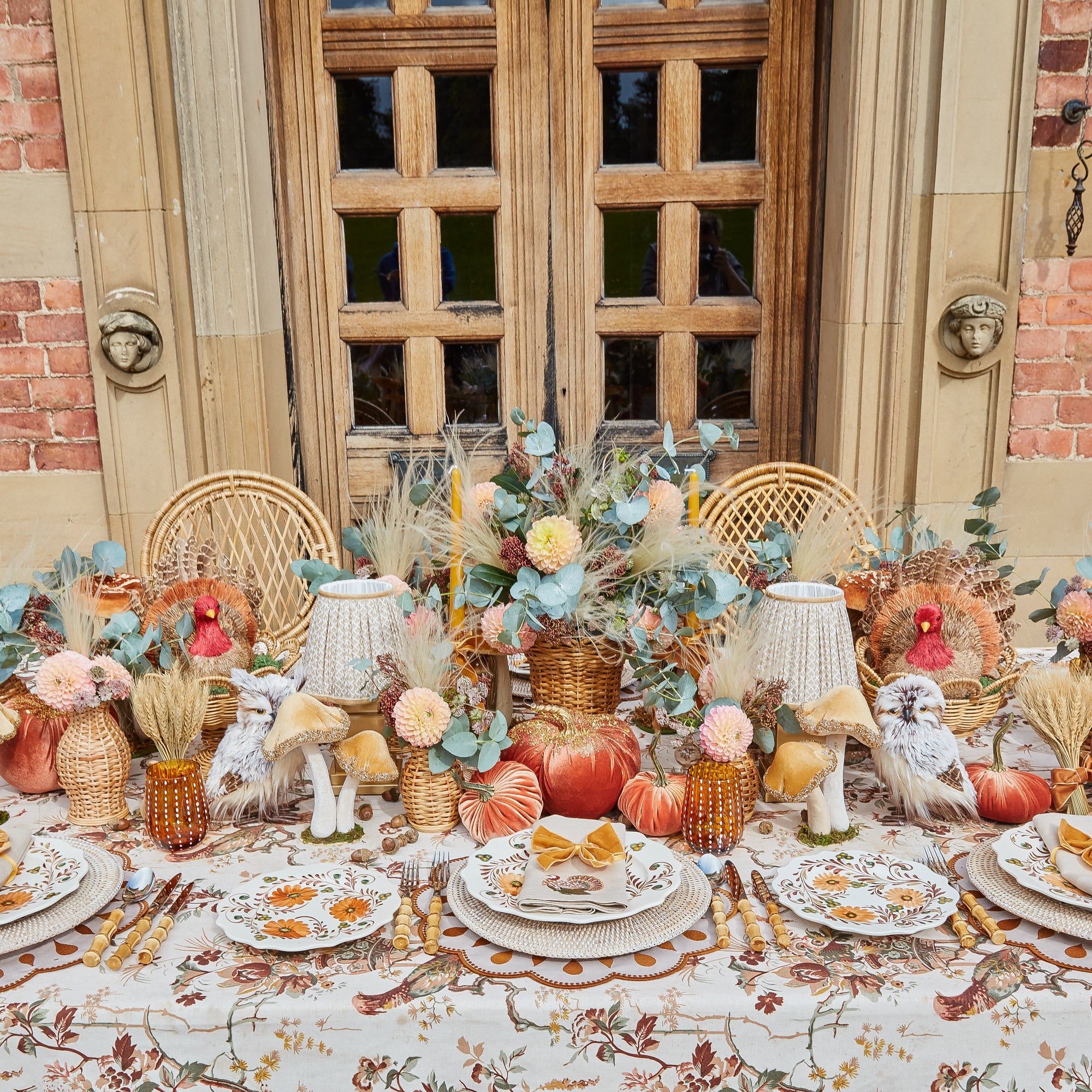 Square Rechargeable Lamp with Putty Lotus Shade (18cm)