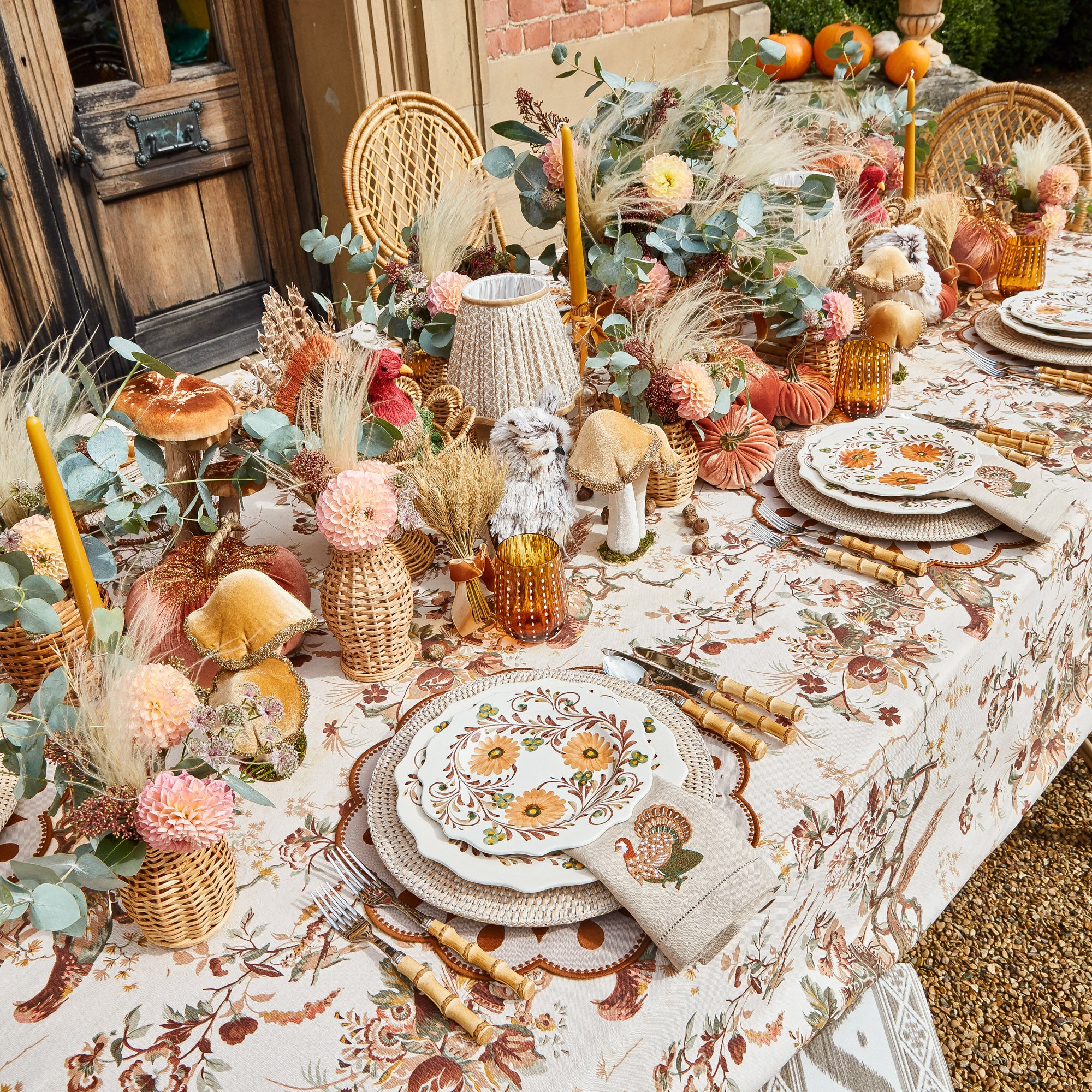 Square Rechargeable Lamp with Putty Lotus Shade (18cm)