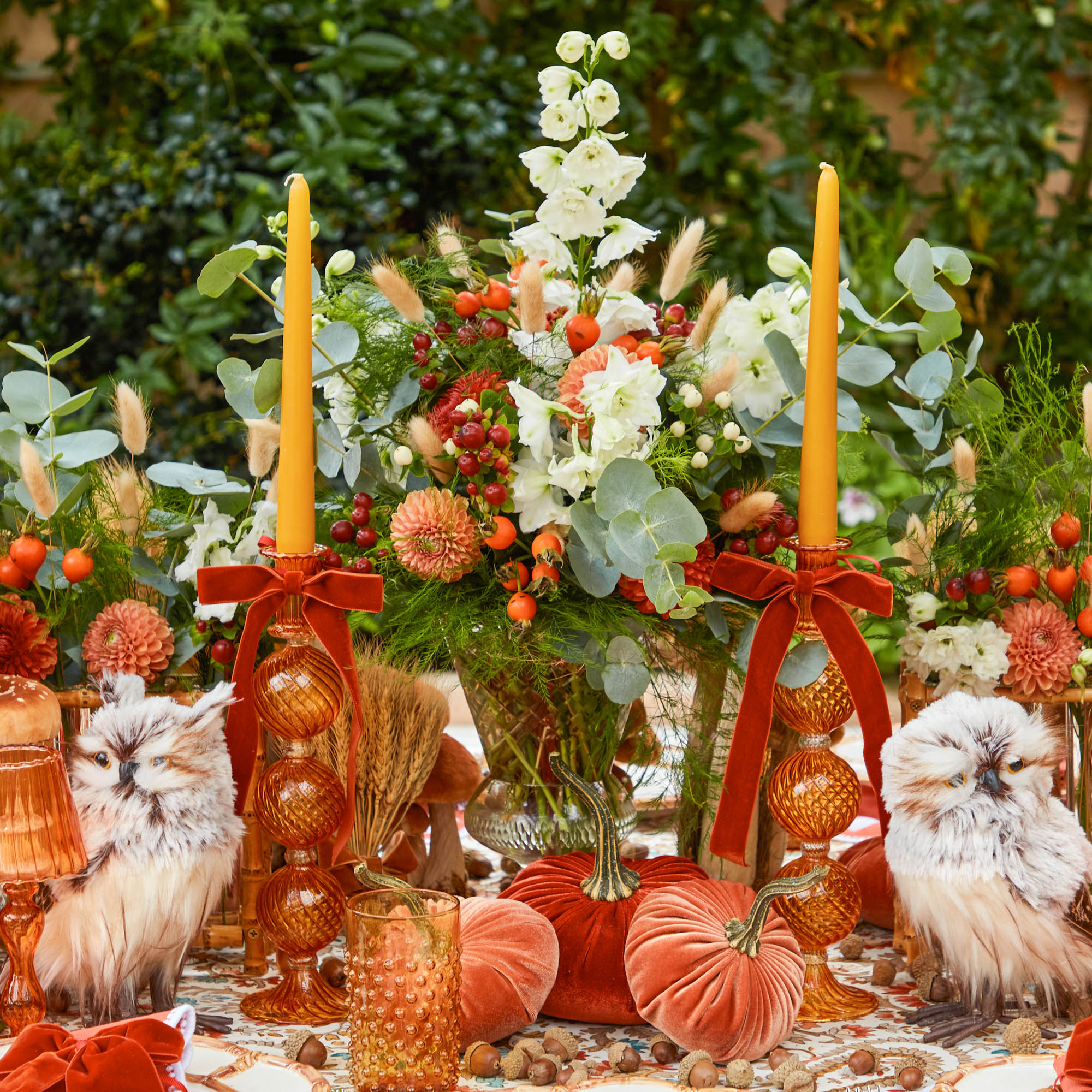 Burnt Orange Velvet Bows (Set of 4) - 20cm