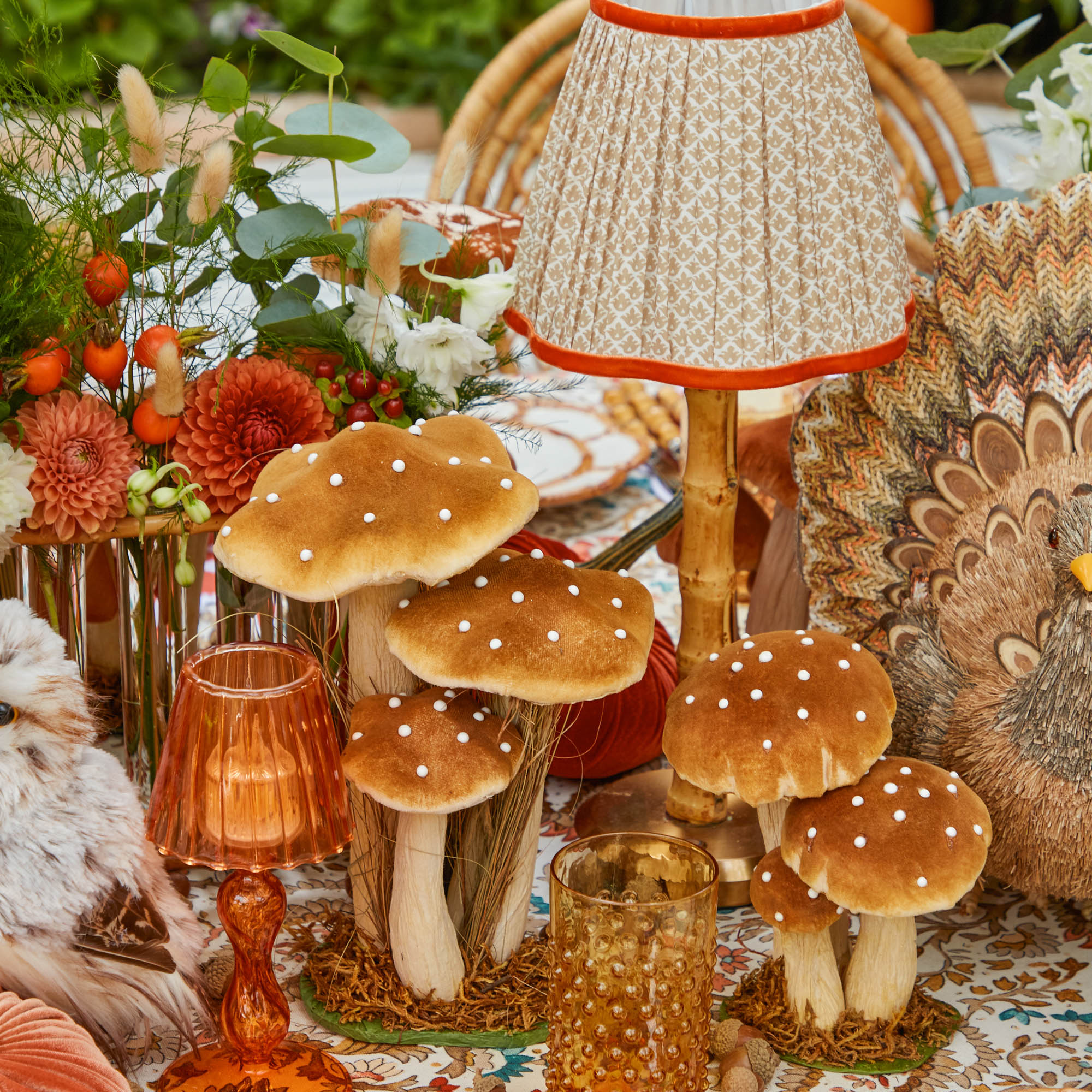 Small Caramel Spotted Mushrooms (Set of 3)