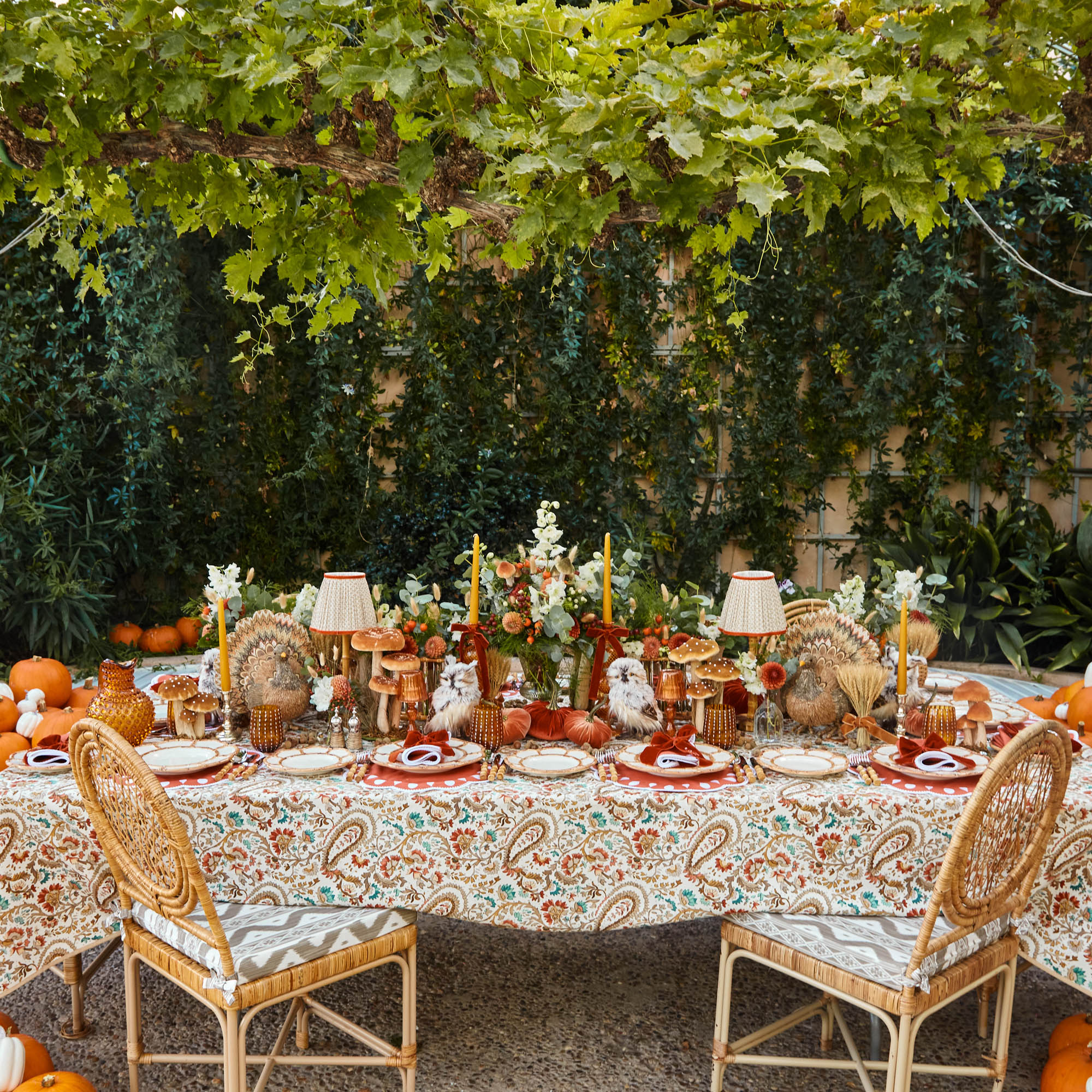 Rechargeable Bamboo Lamp with Putty & Orange Lotus Shade (18cm)