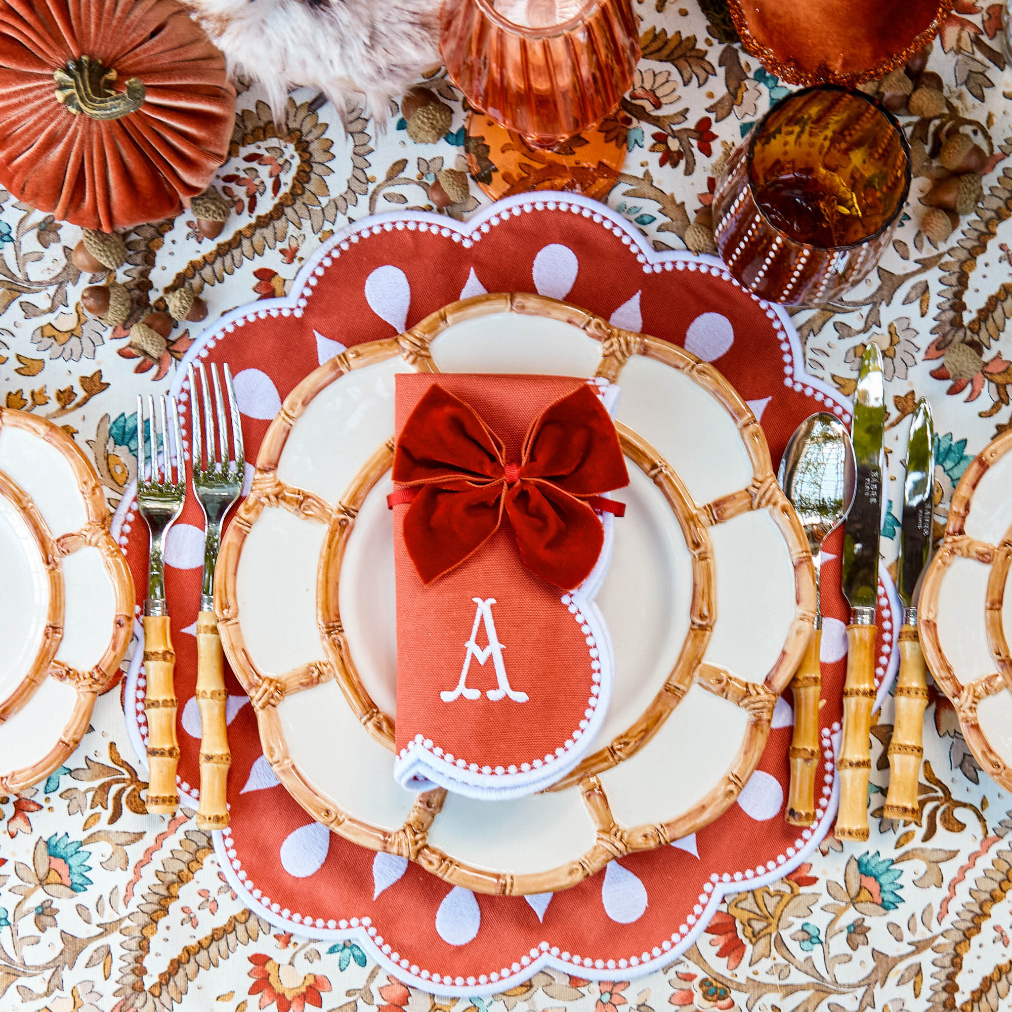 Burnt Orange Napkin Bows (Set of 4)