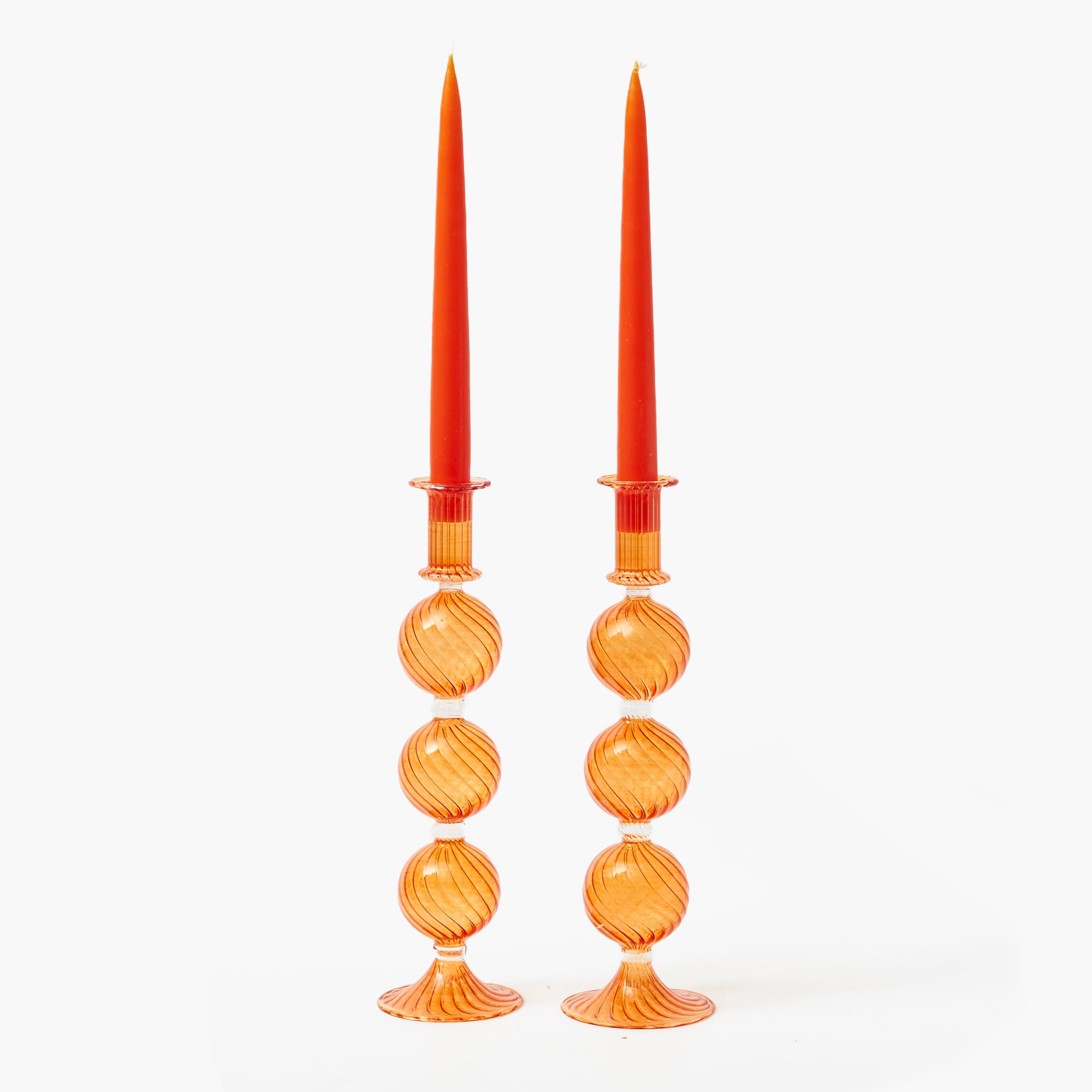 Camille Orange Candle Holder (Pair)