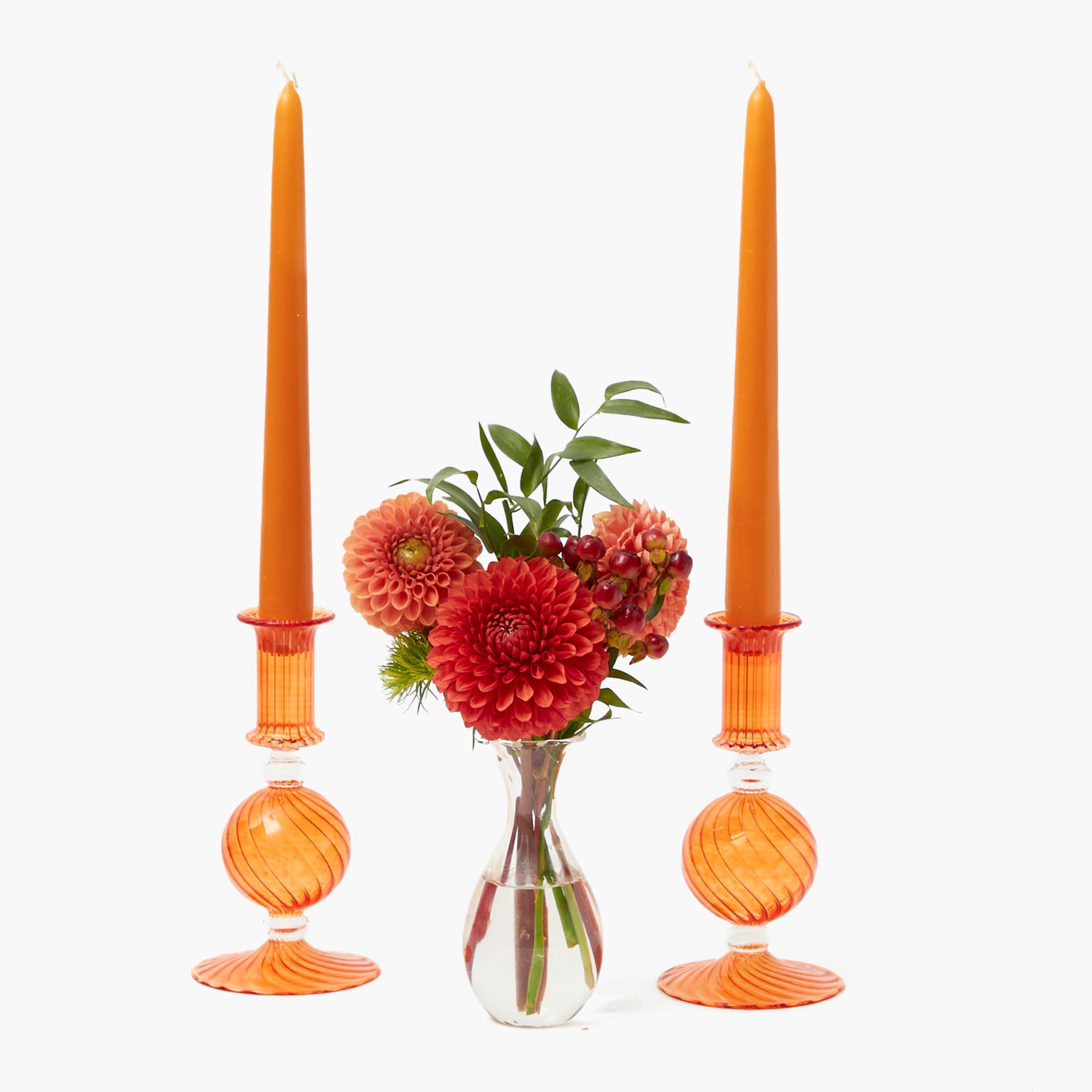 Small Camille Orange Candle Holder (Pair)