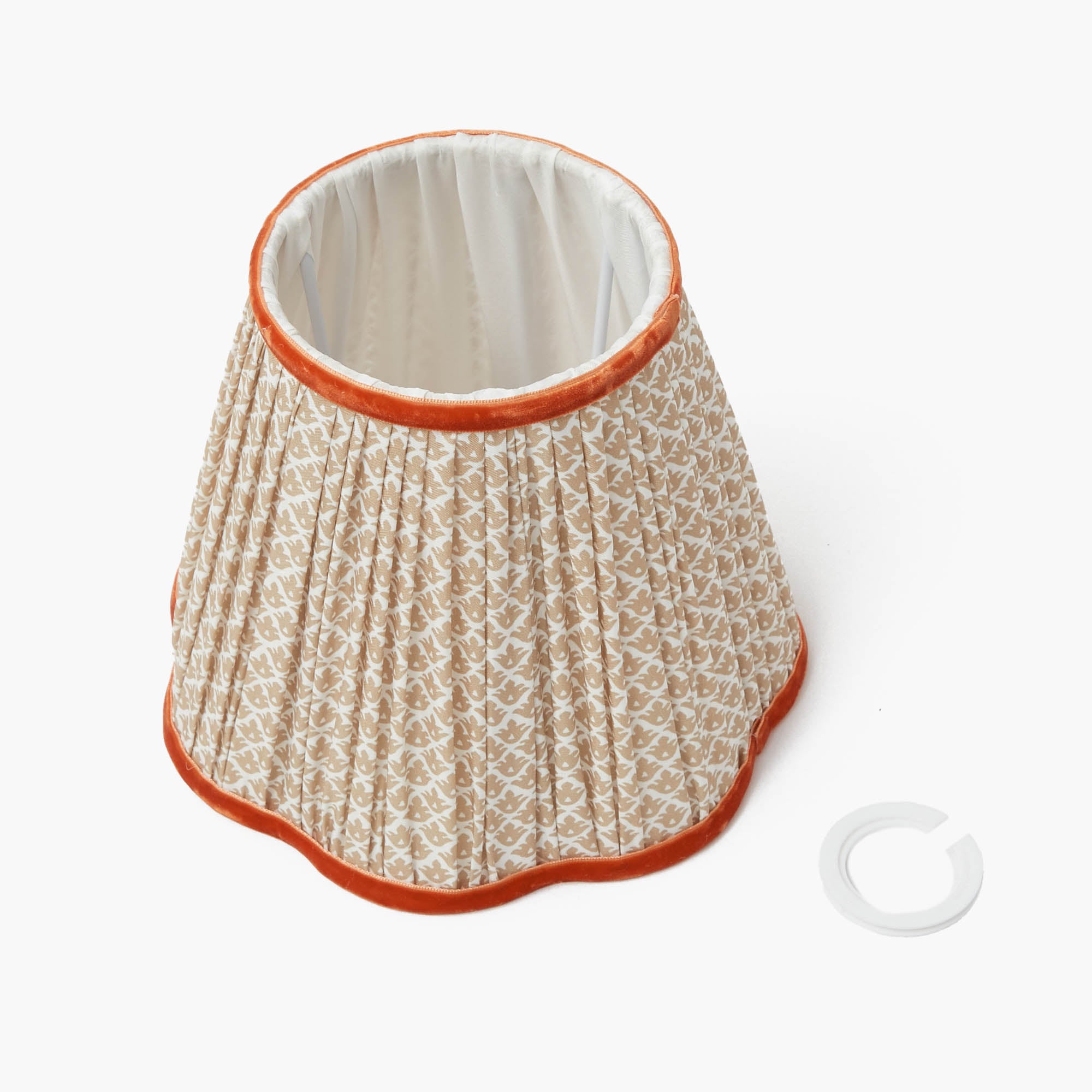 Rechargeable Bamboo Lamp with Putty & Orange Lotus Shade (18cm)