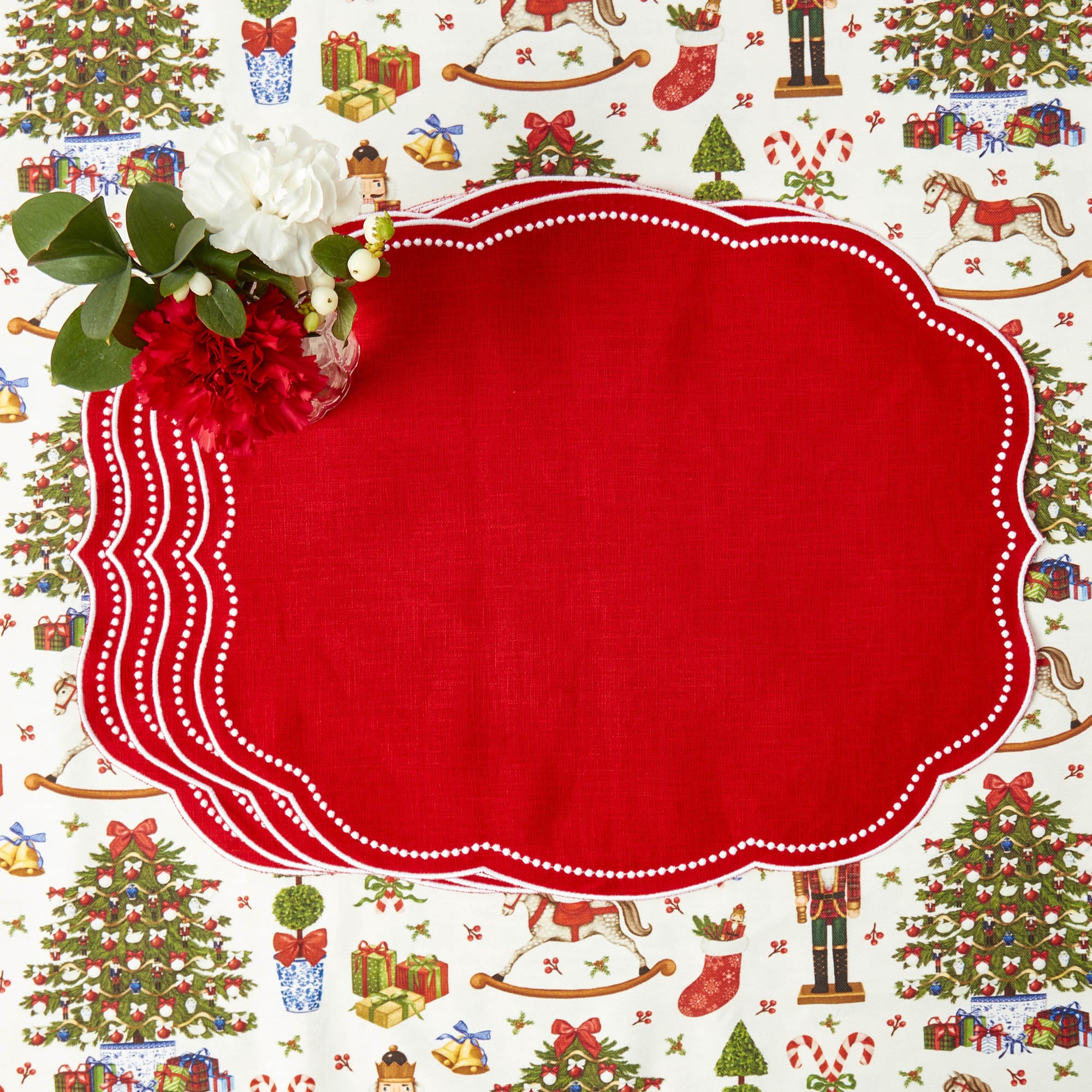 Eloise Red Linen Placemats (Set of 4)