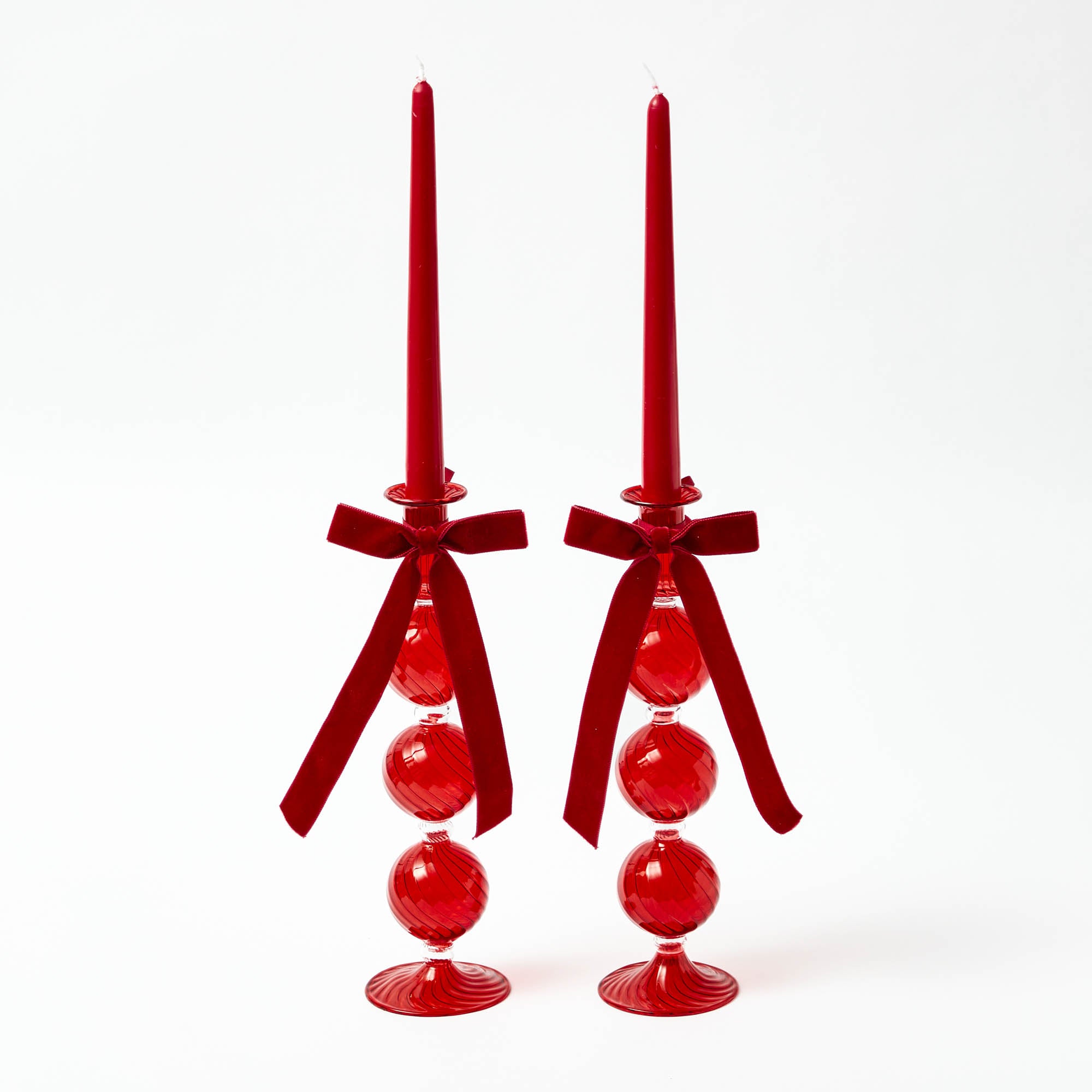 Camille Red Candle Holder (Pair)