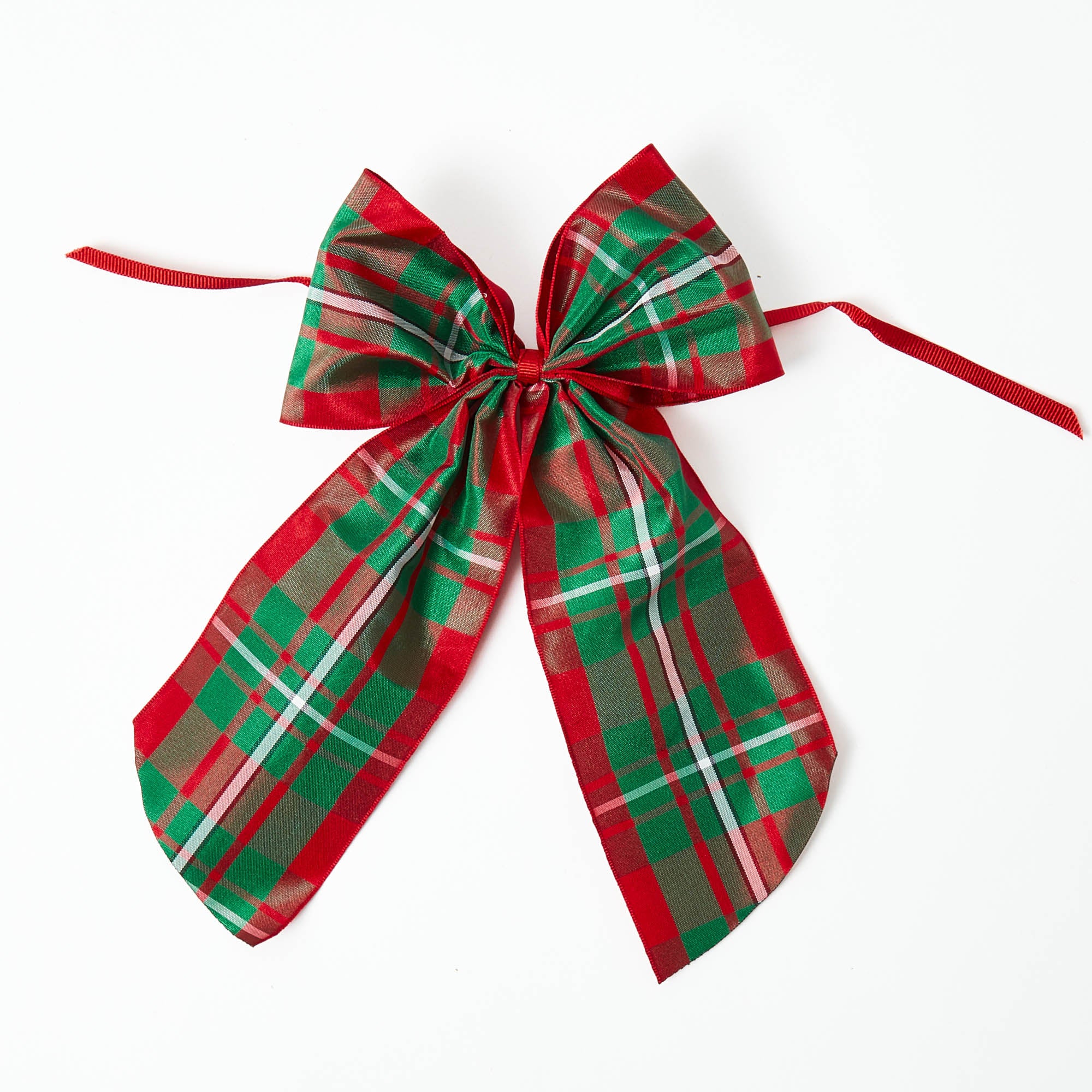 Decorative Festive Tree with Red & Green Tartan Bow