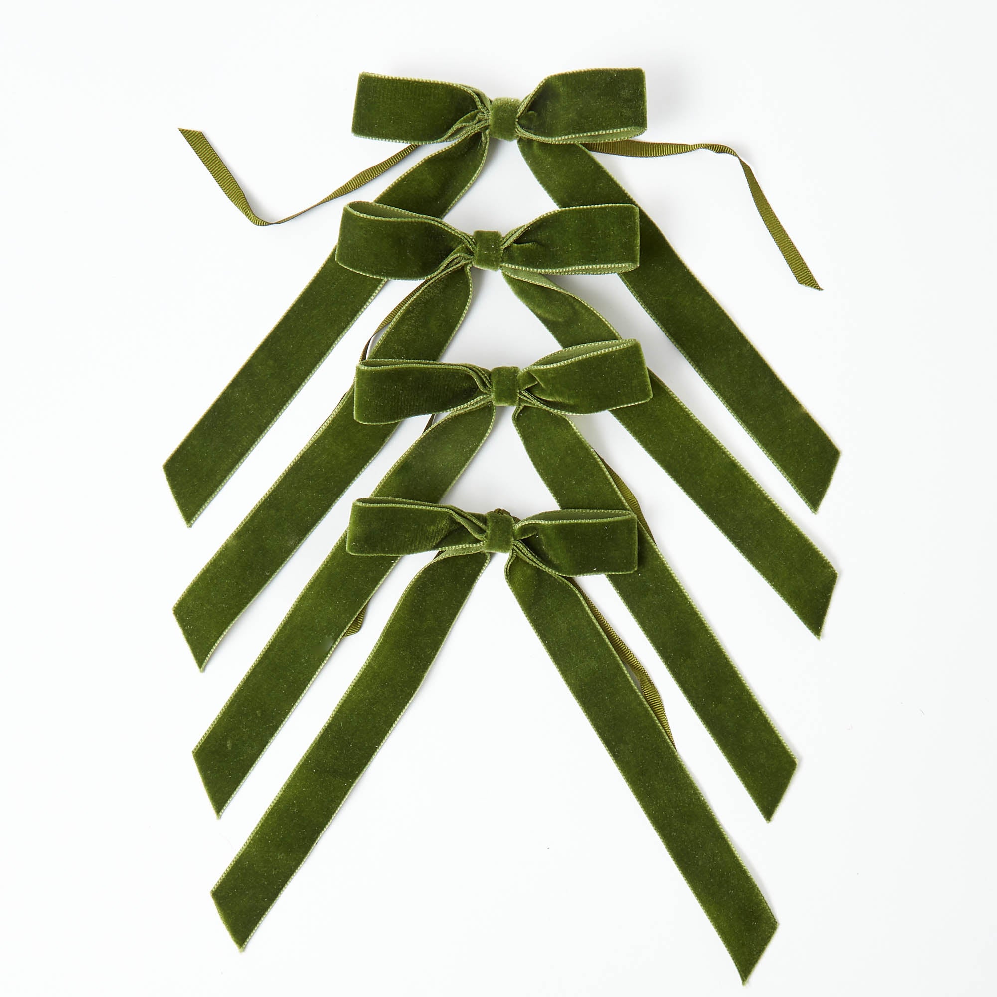 Forest Green Velvet Bow (Set of 4) - 20cm