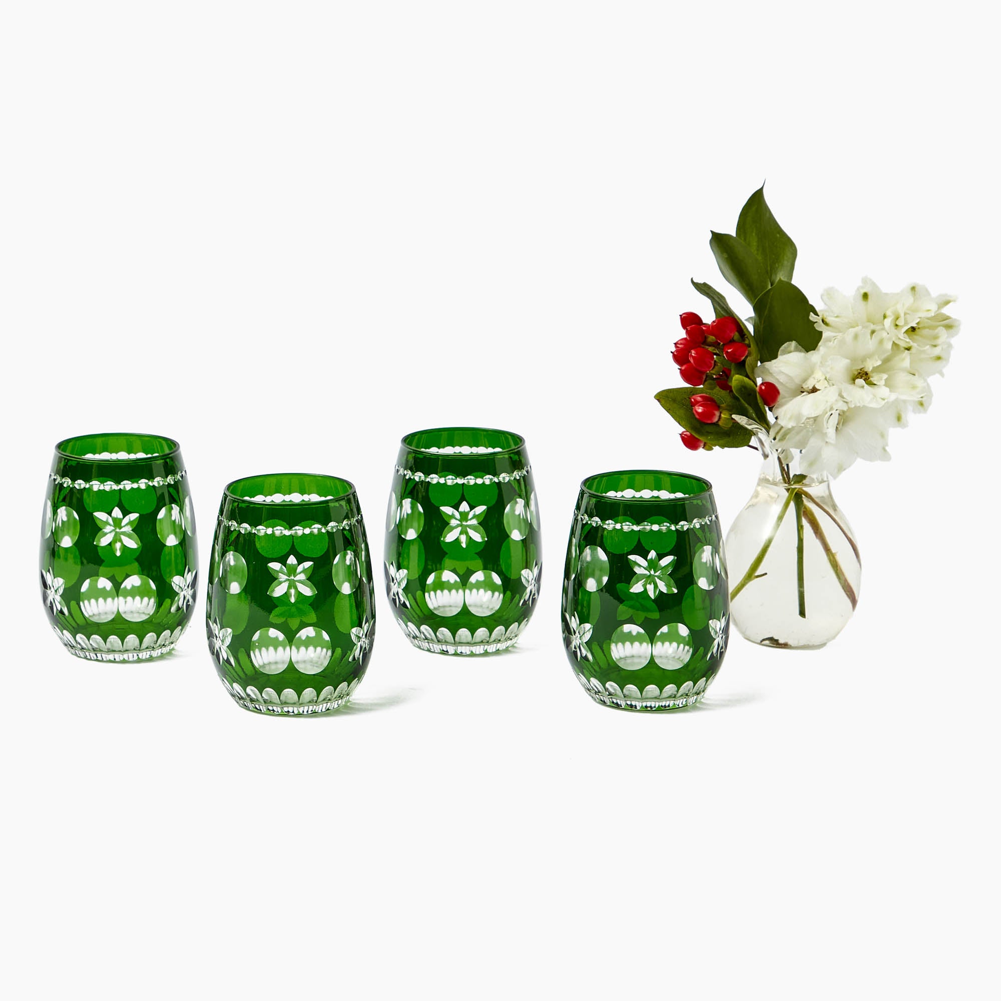 Emerald Anita Engraved Water Glass (Set of 4)