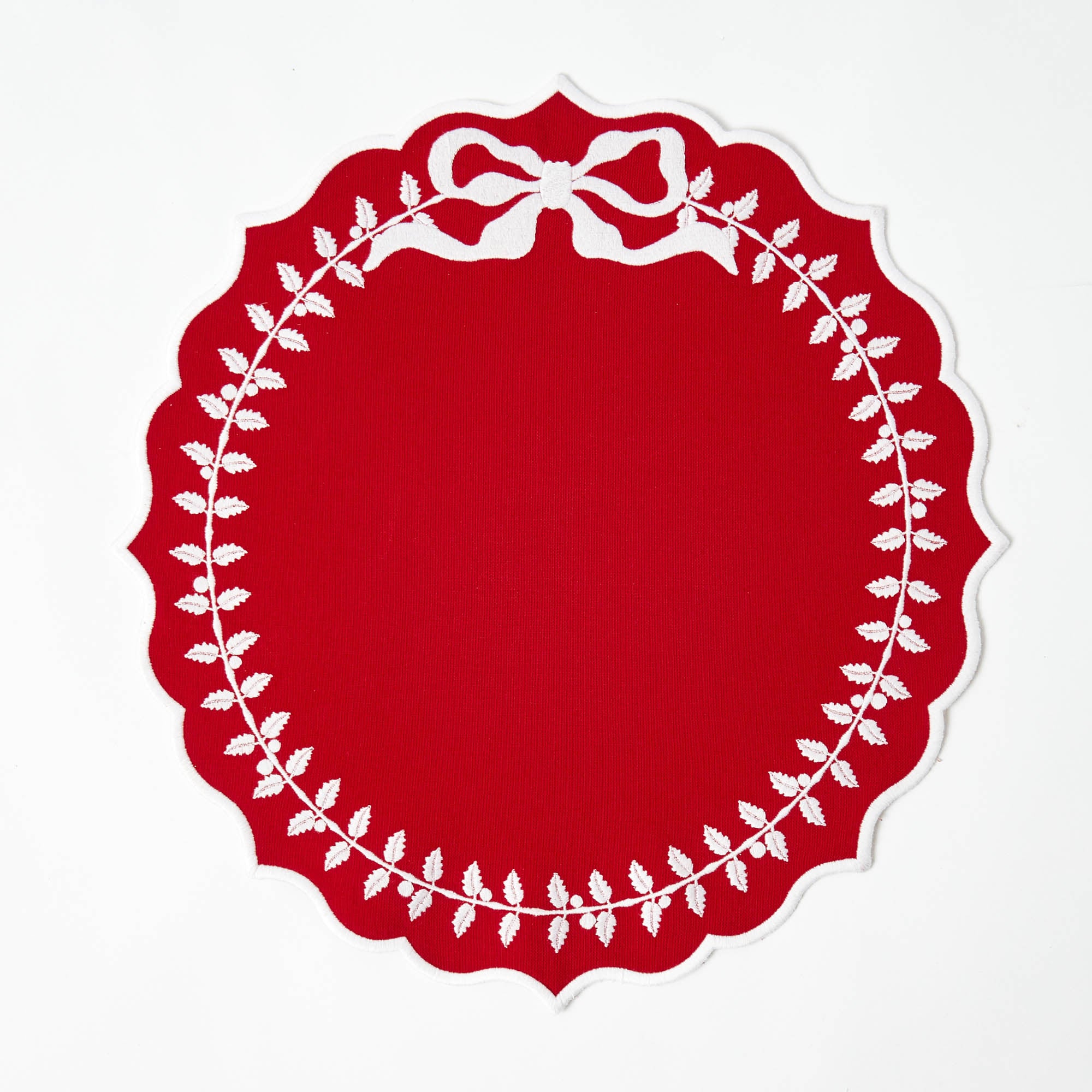 Red Bow Laurel Placemats (Set of 4)