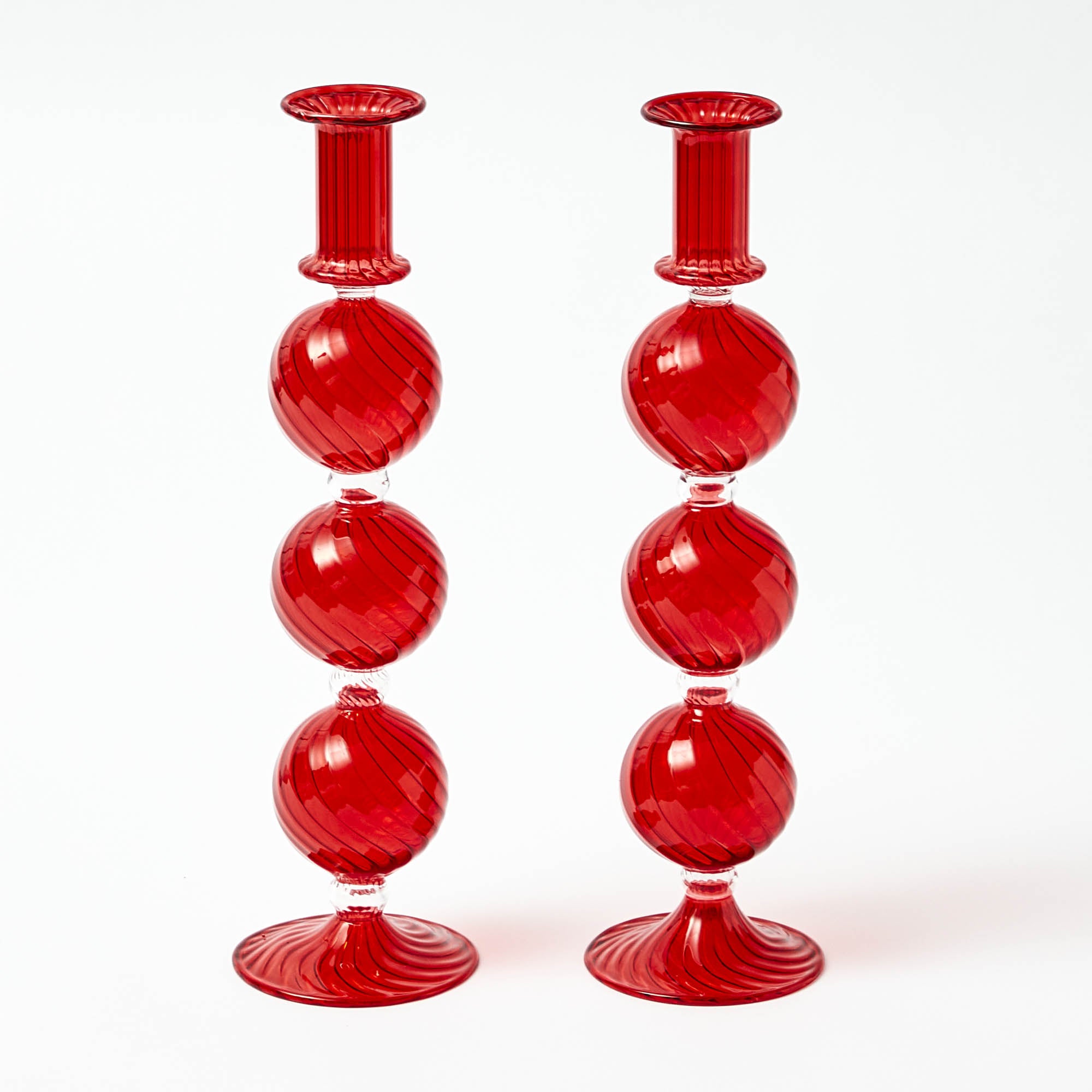 Camille Red Candle Holder (Pair)