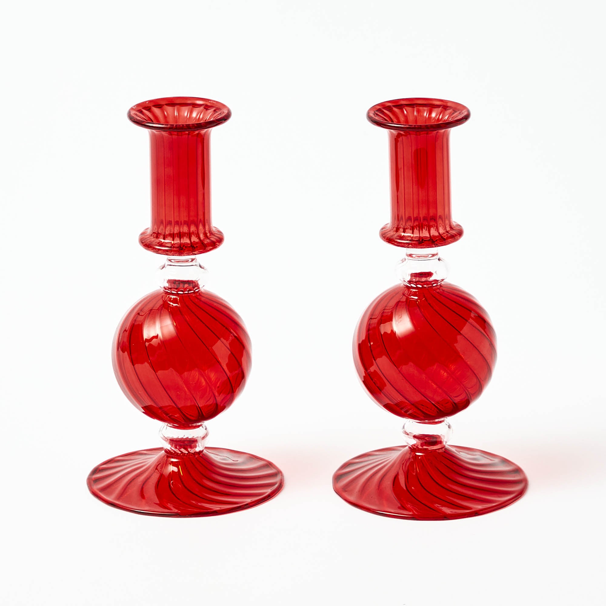 Small Camille Red Candle Holder (Pair)