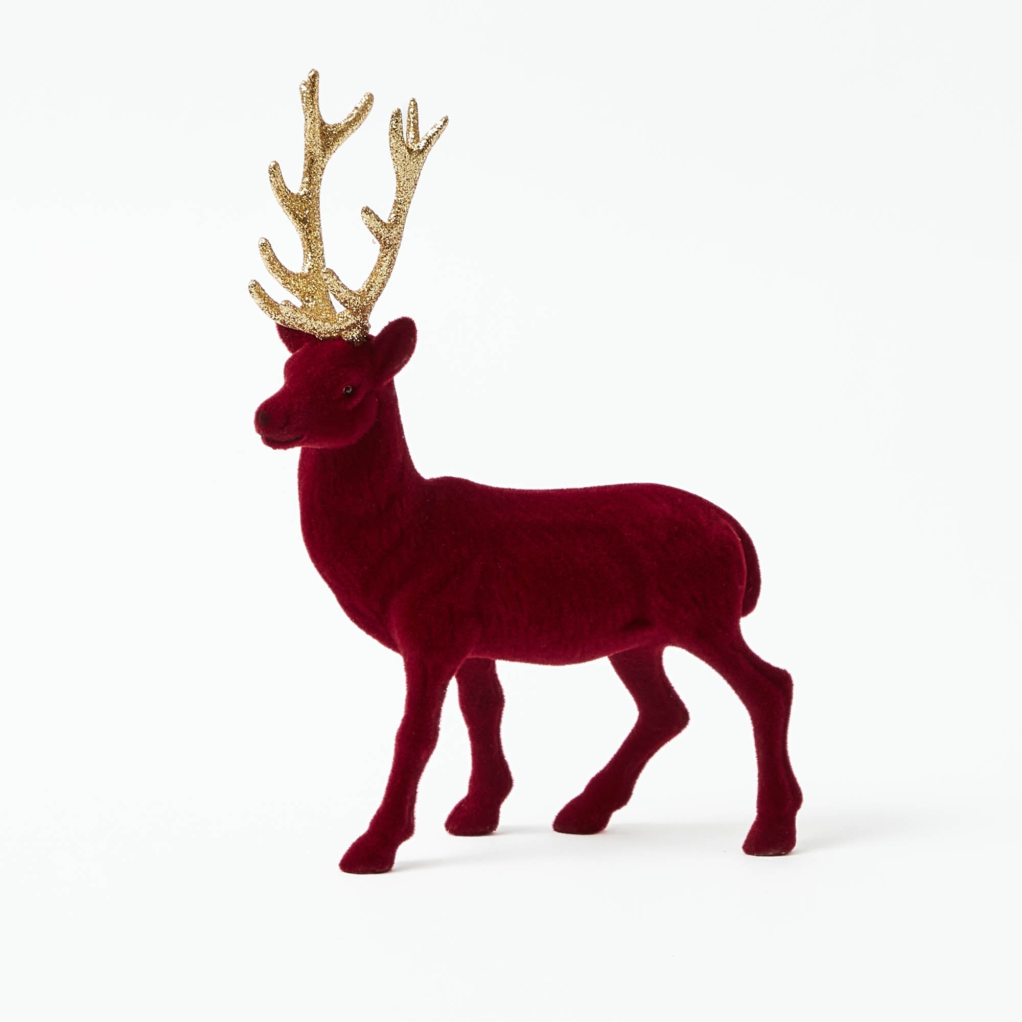 Flocked Burgundy Reindeers (Set of 4)