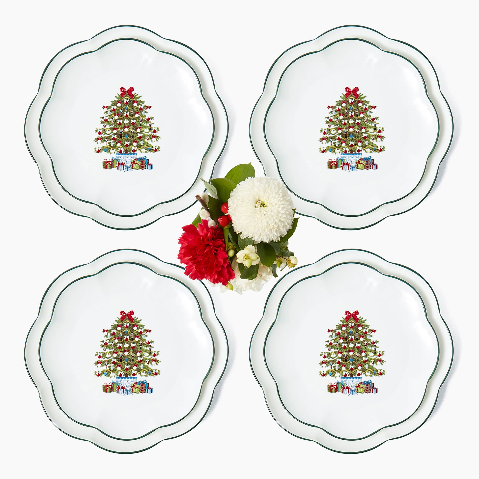 Mrs. Alice Christmas Tree Dinner & Starter Plates (Set of 8)
