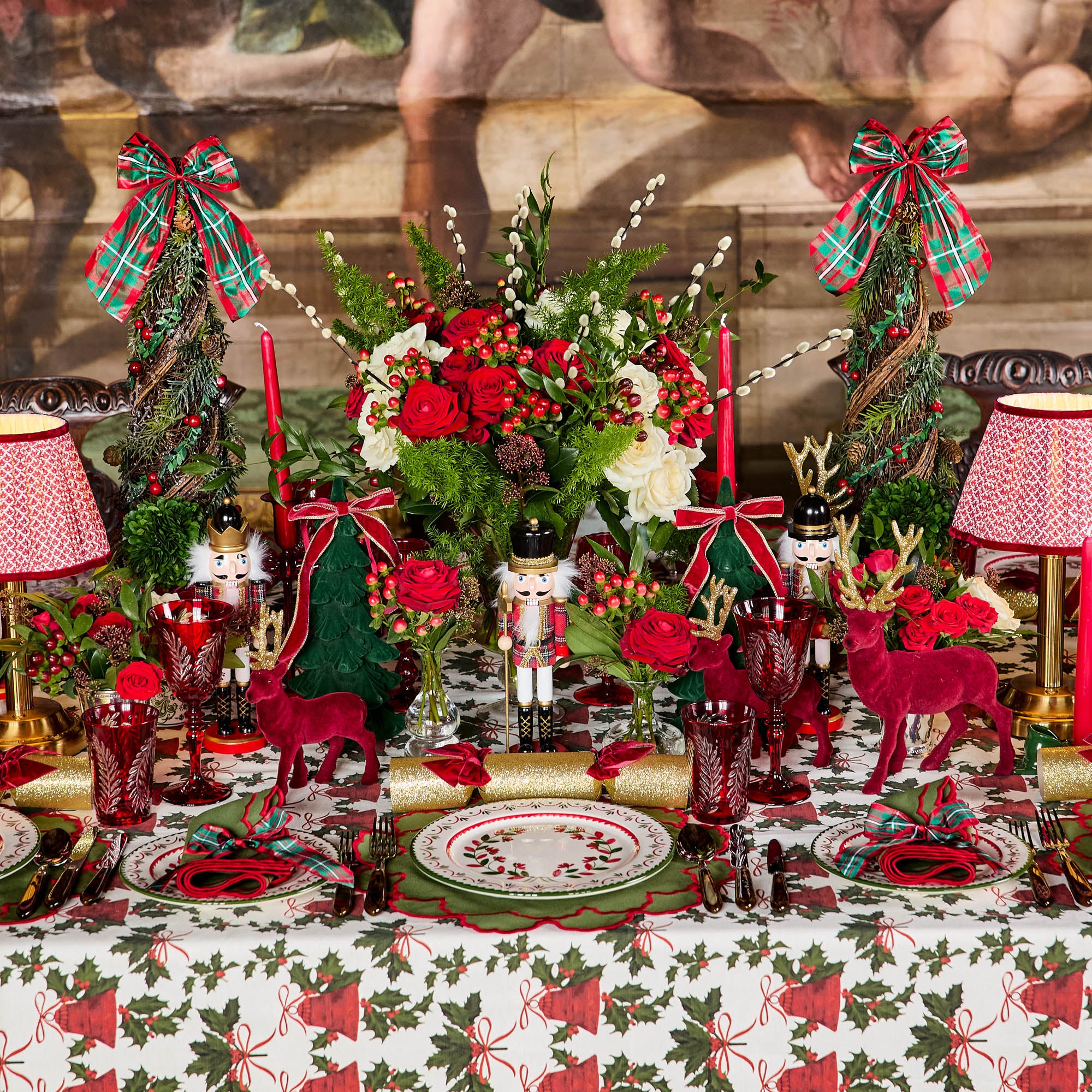 Gold Trimmed Red Velvet Bows (Set of 4) - 20cm