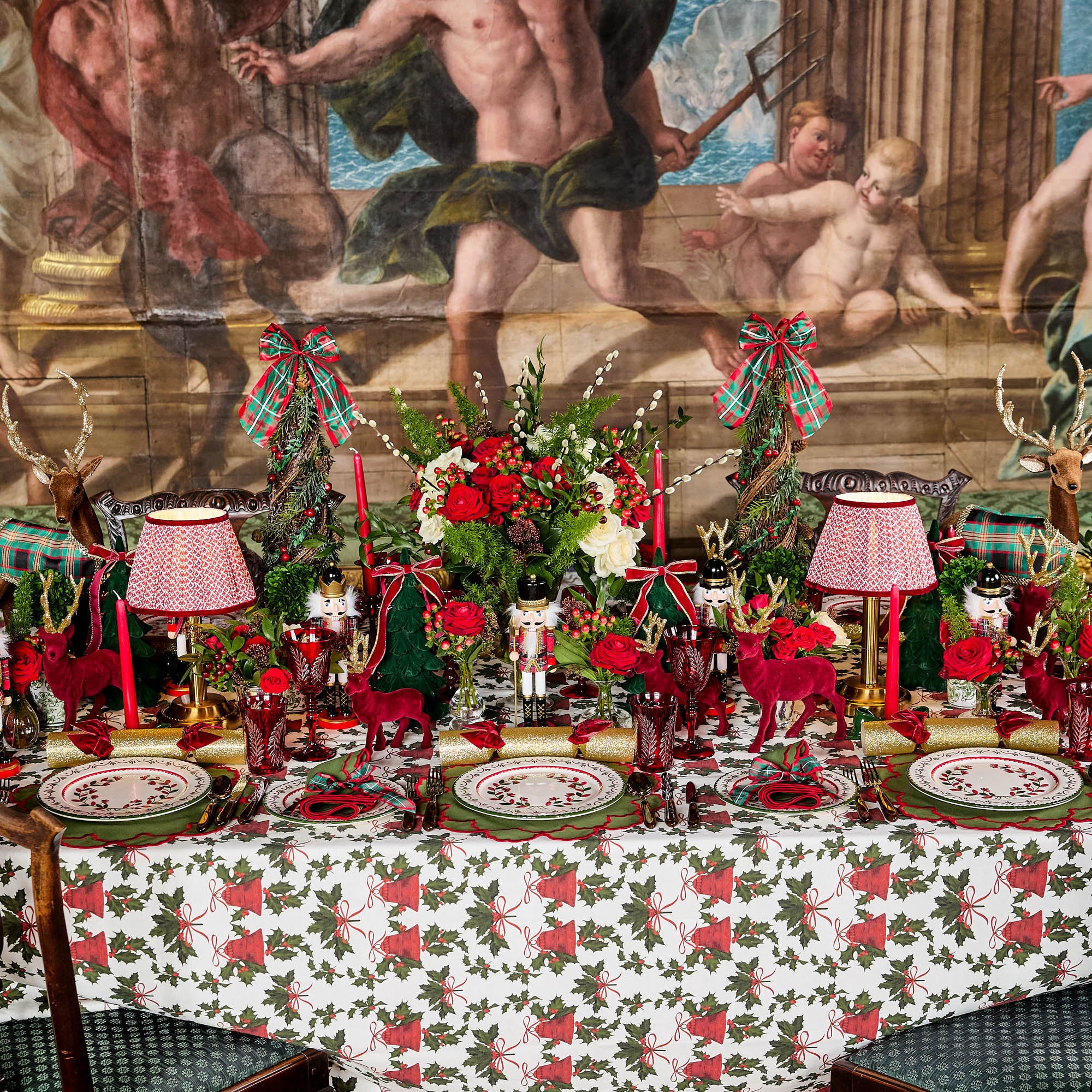 Decorative Festive Tree with Red & Green Tartan Bow