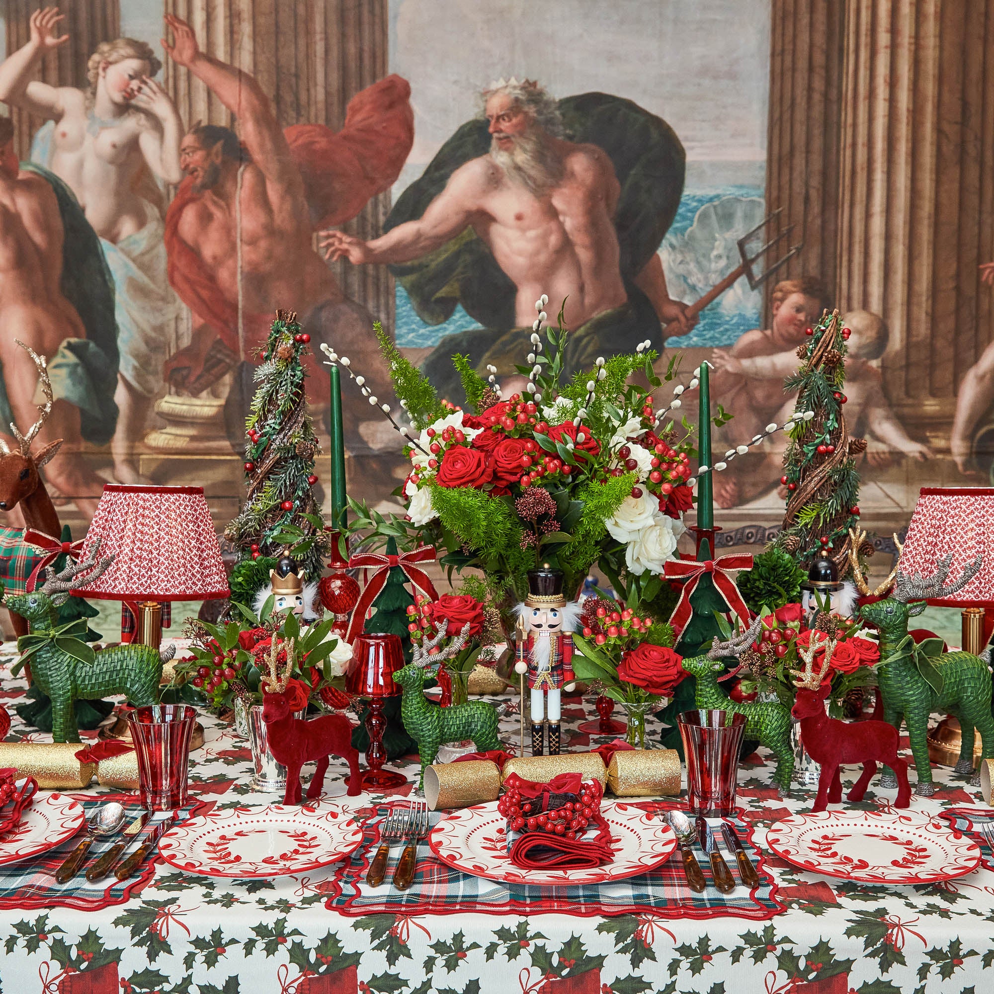 Forest Green Rattan Reindeer (Pair) - 30cm