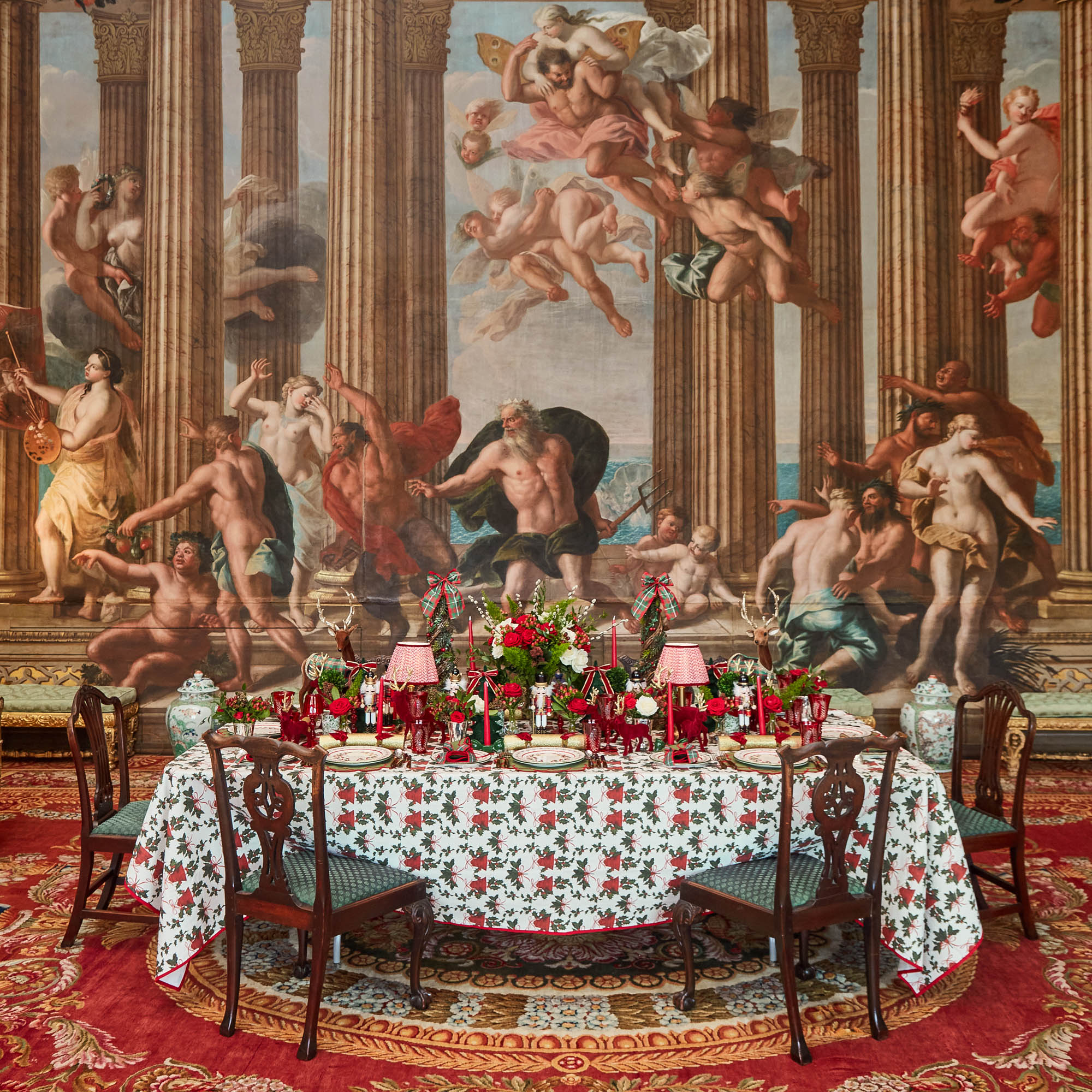 Decorative Festive Tree with Red & Green Tartan Bow