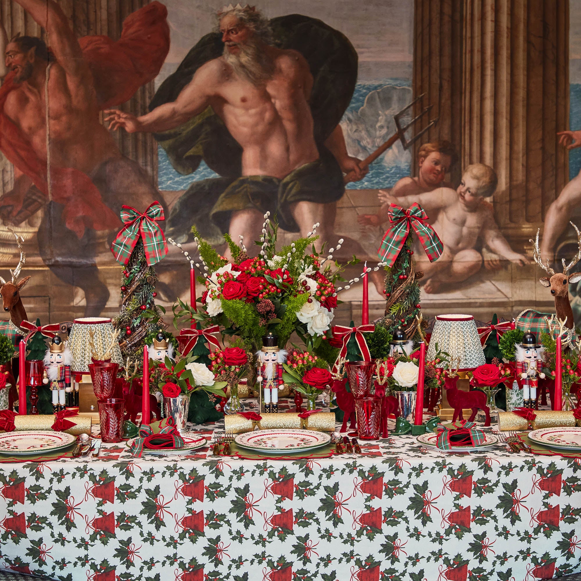 Olive & Red Lotus Lampshade (18cm)