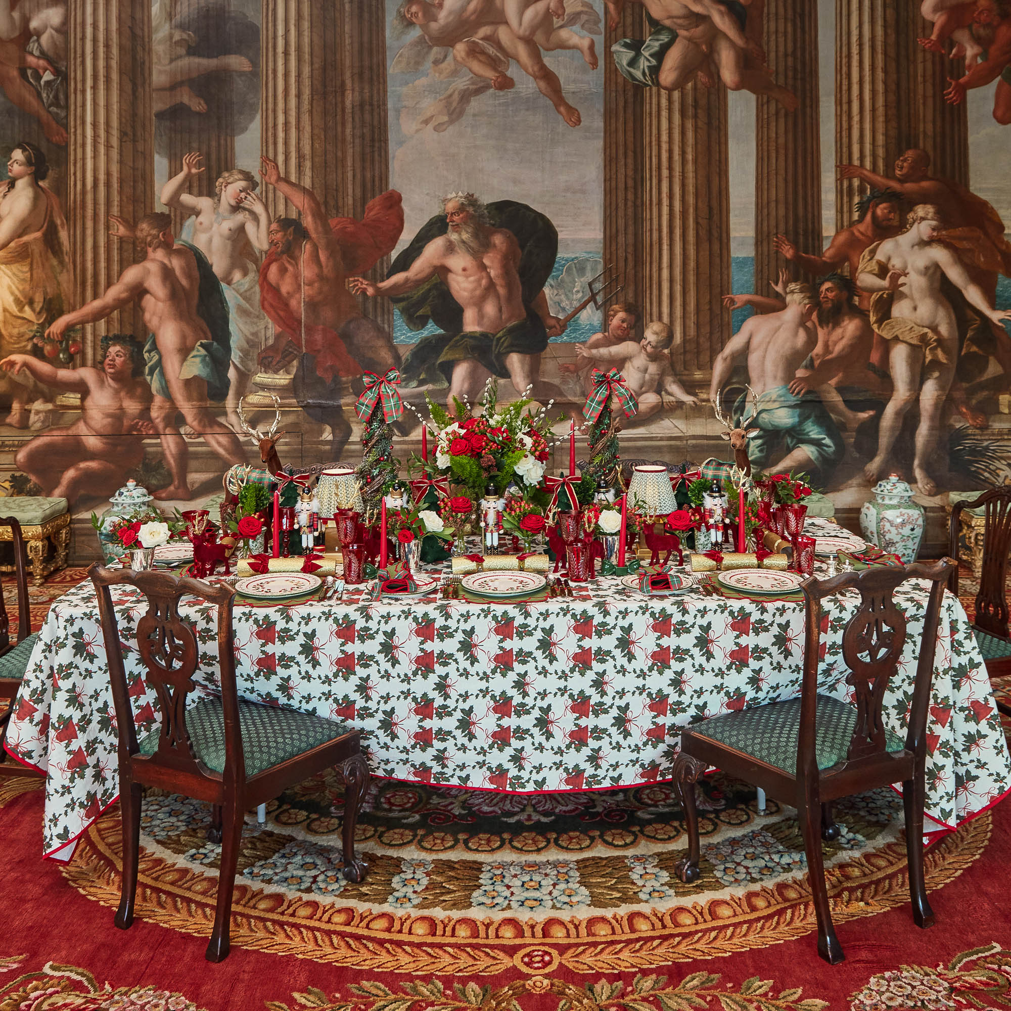 Olive & Red Lotus Lampshade (18cm)