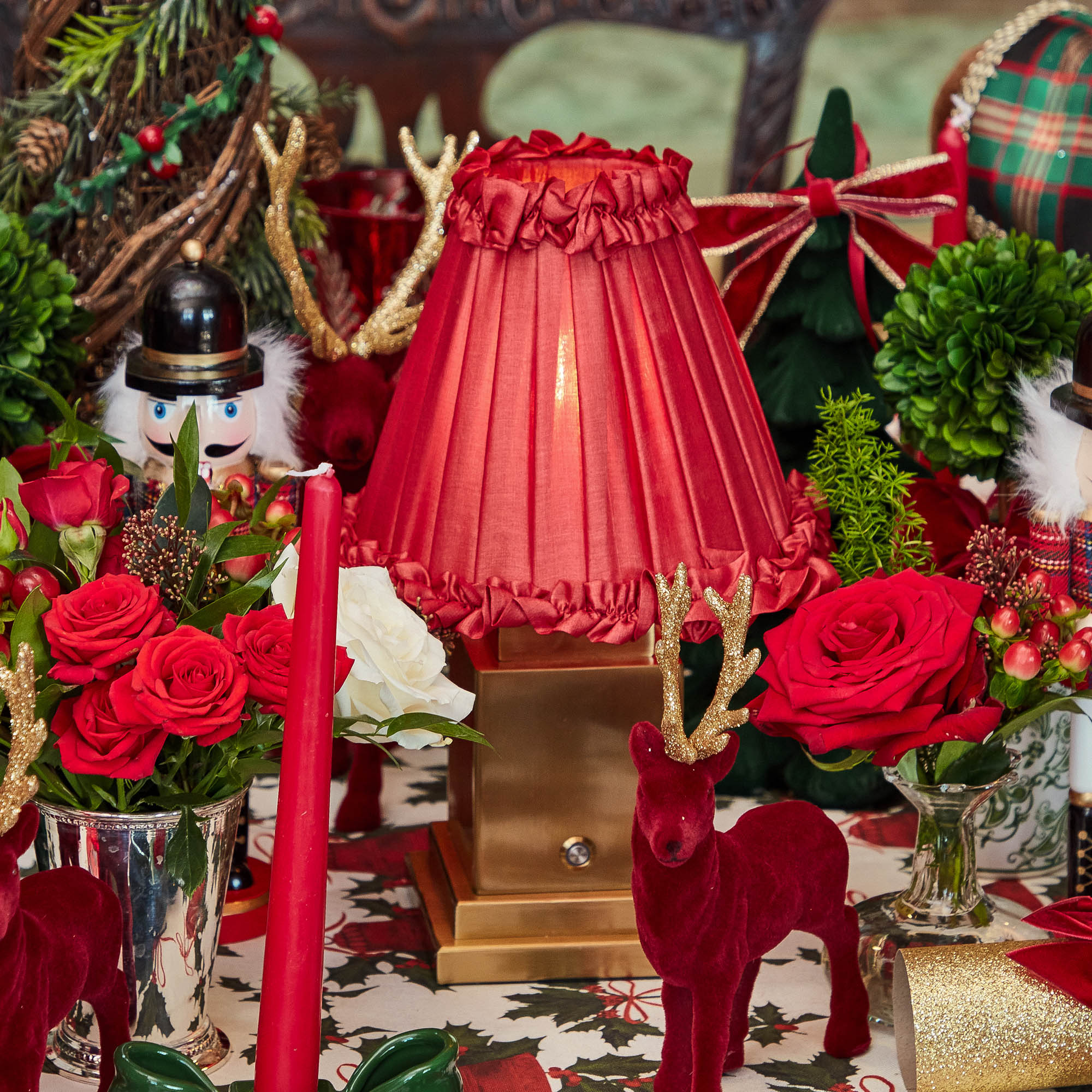 Red Frilled Silk Lampshade (18cm)