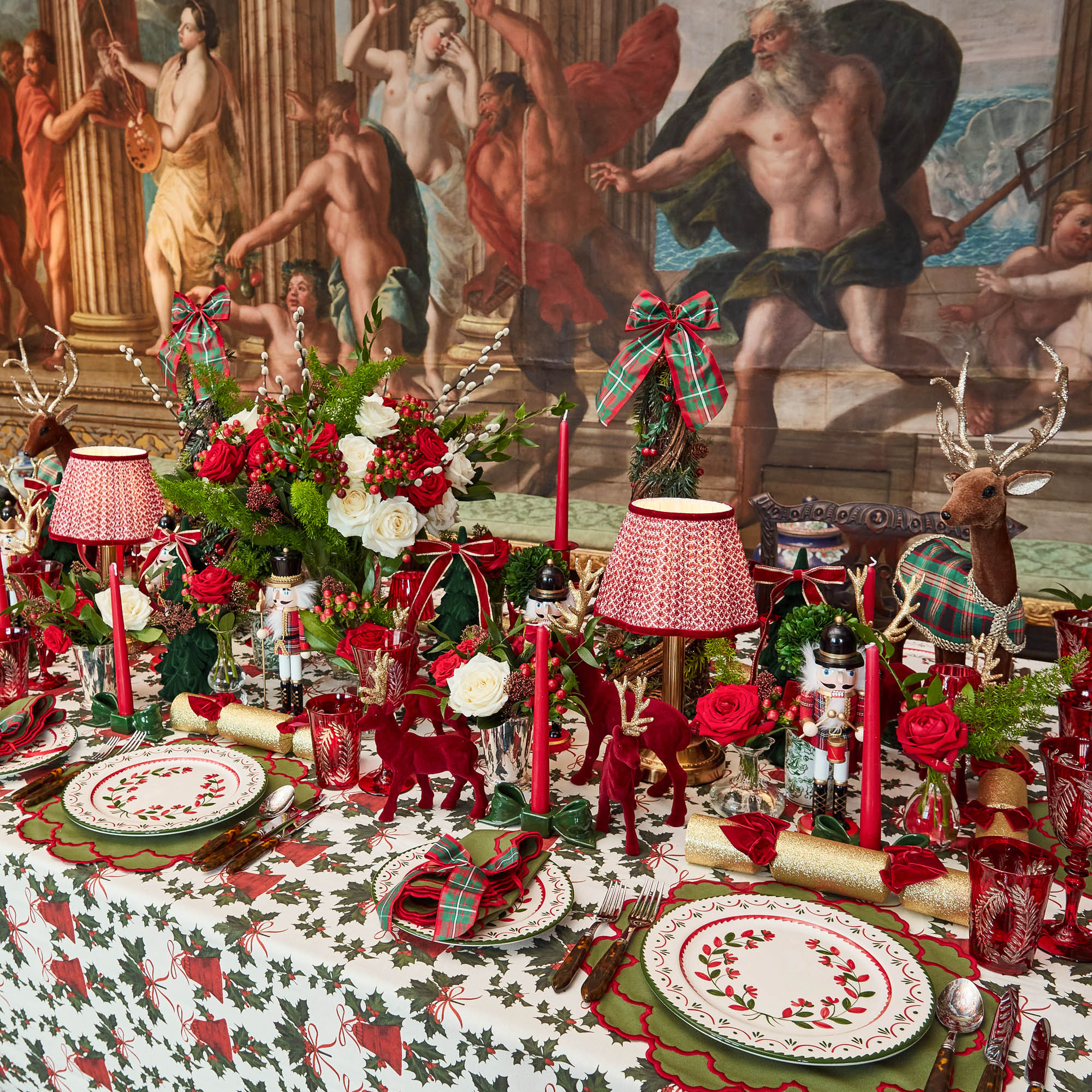 Lily Green & Red Placemats (Set of 4)