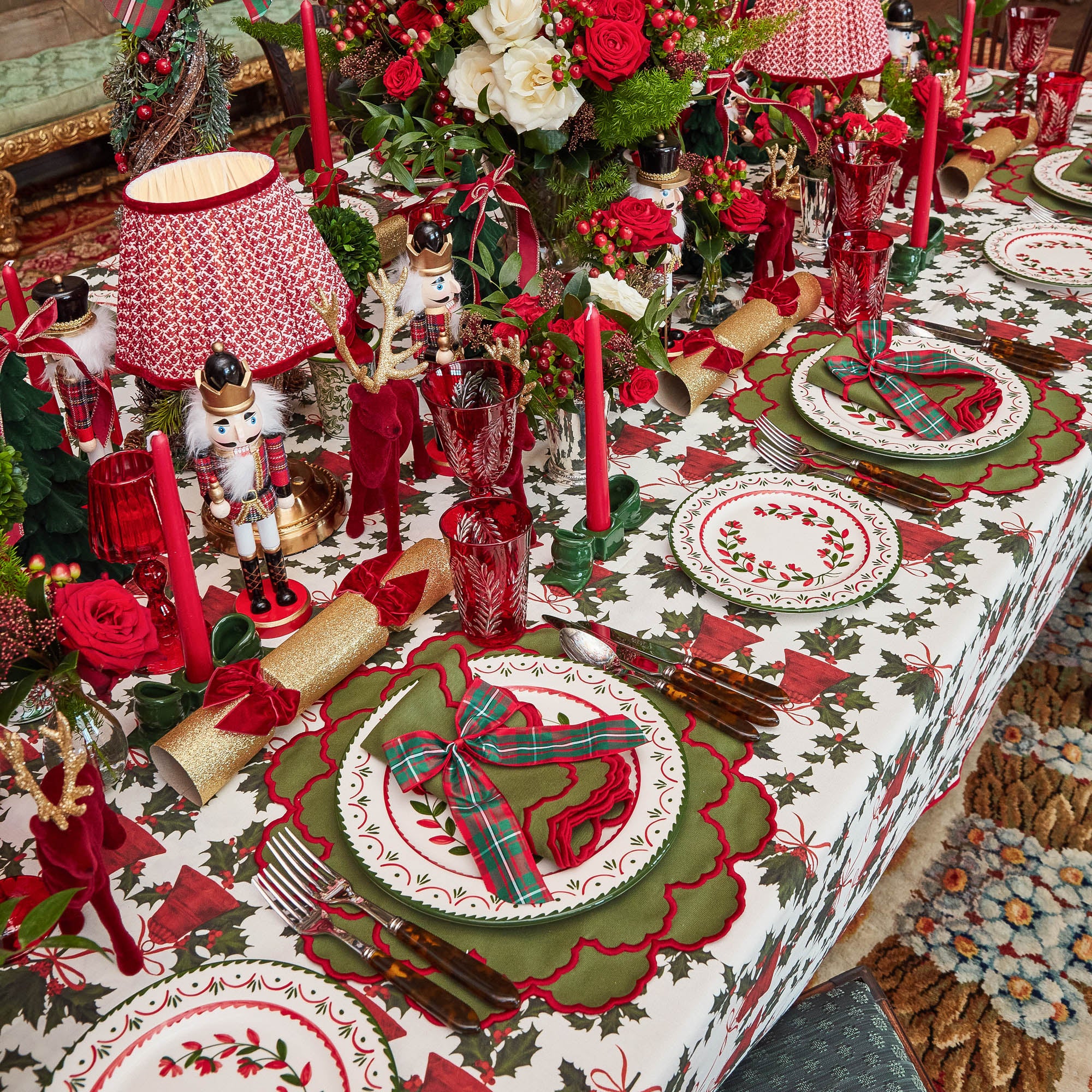 Large Red & Green Tartan Bows (Pair)