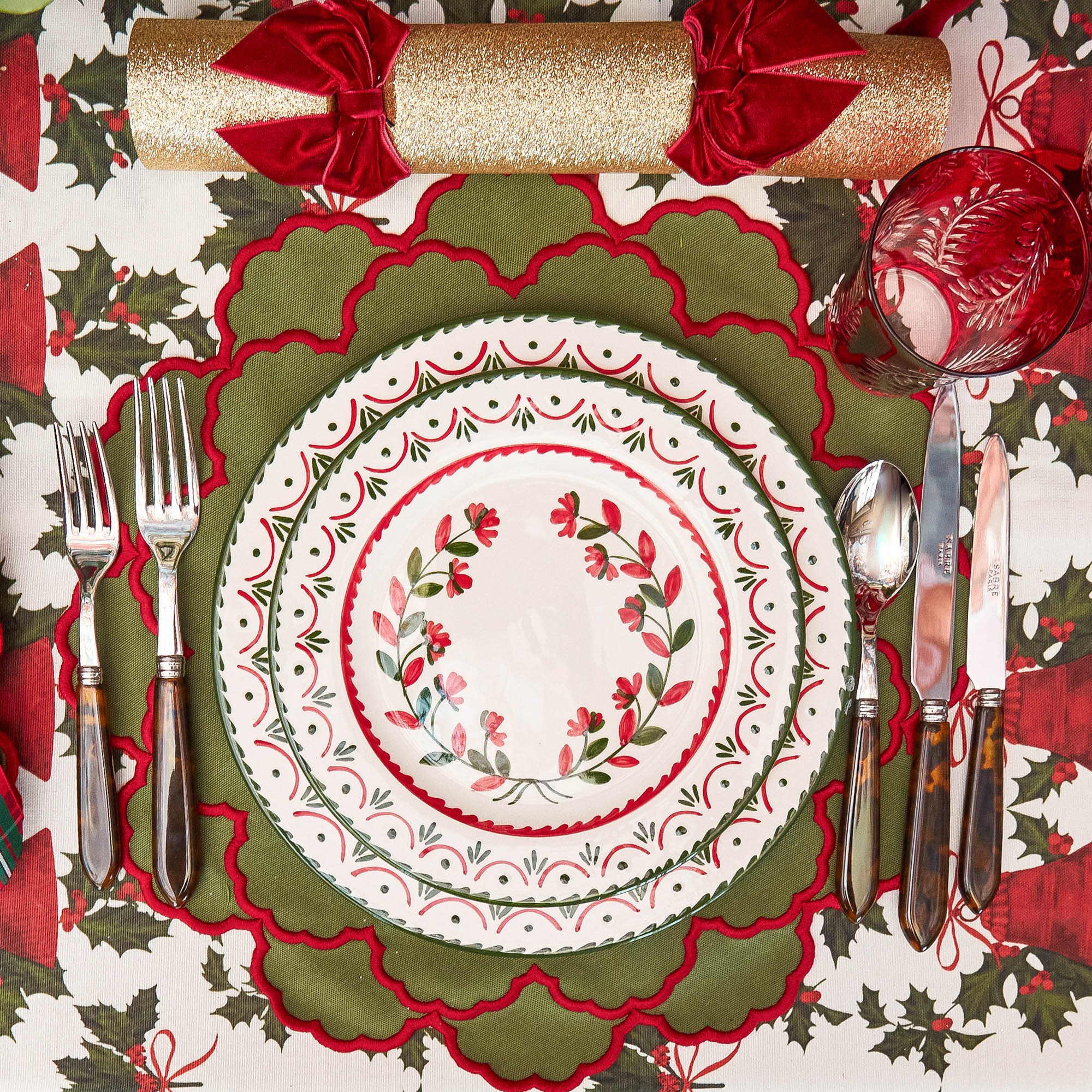 Katherine Green & Red Placemats (Set of 4)