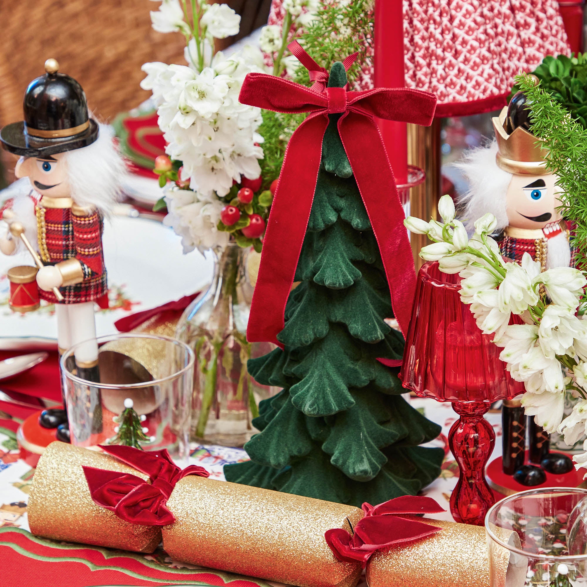 Forest Green Flocked Fir Tree (Pair)