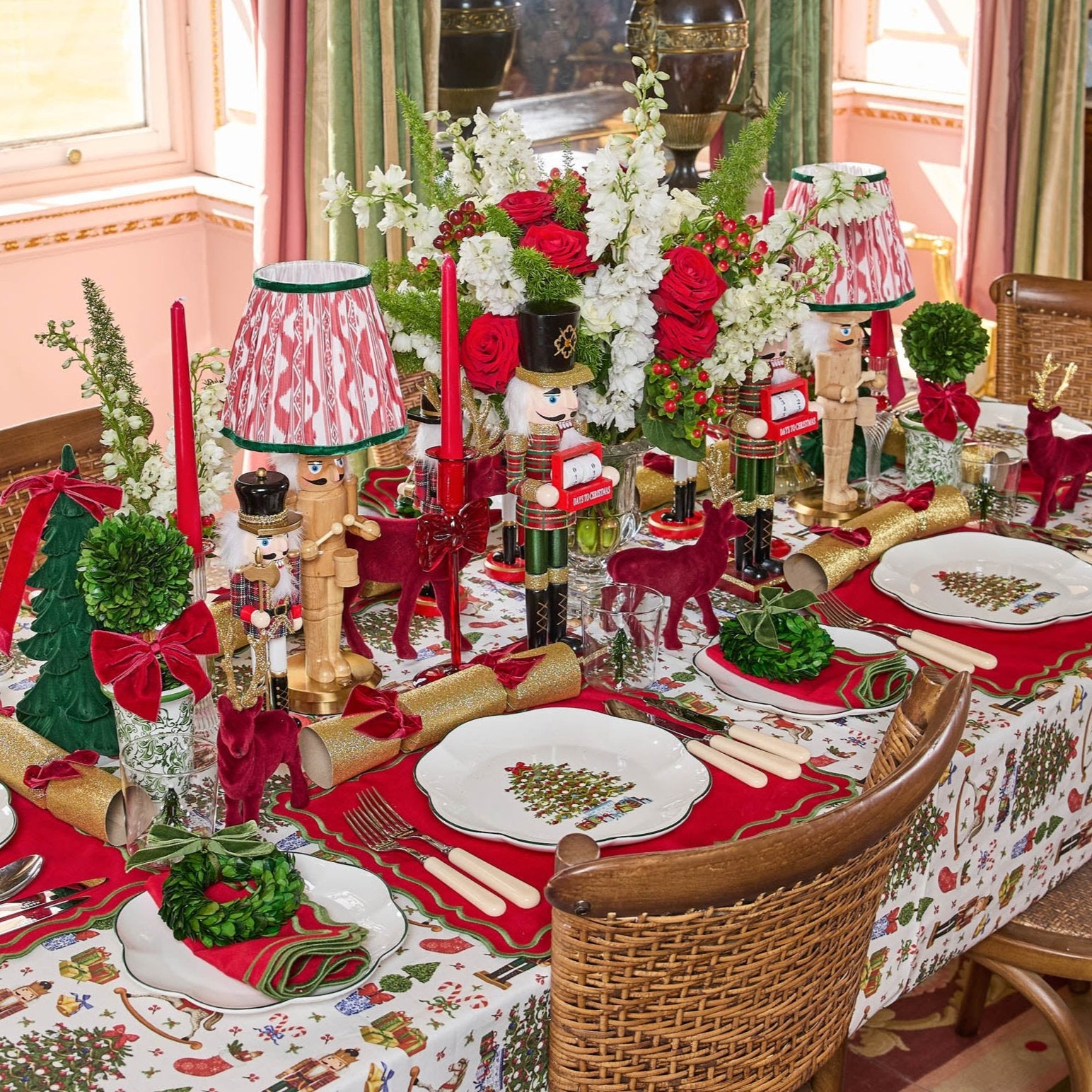 Red & Green Ikat Lampshade (18cm)