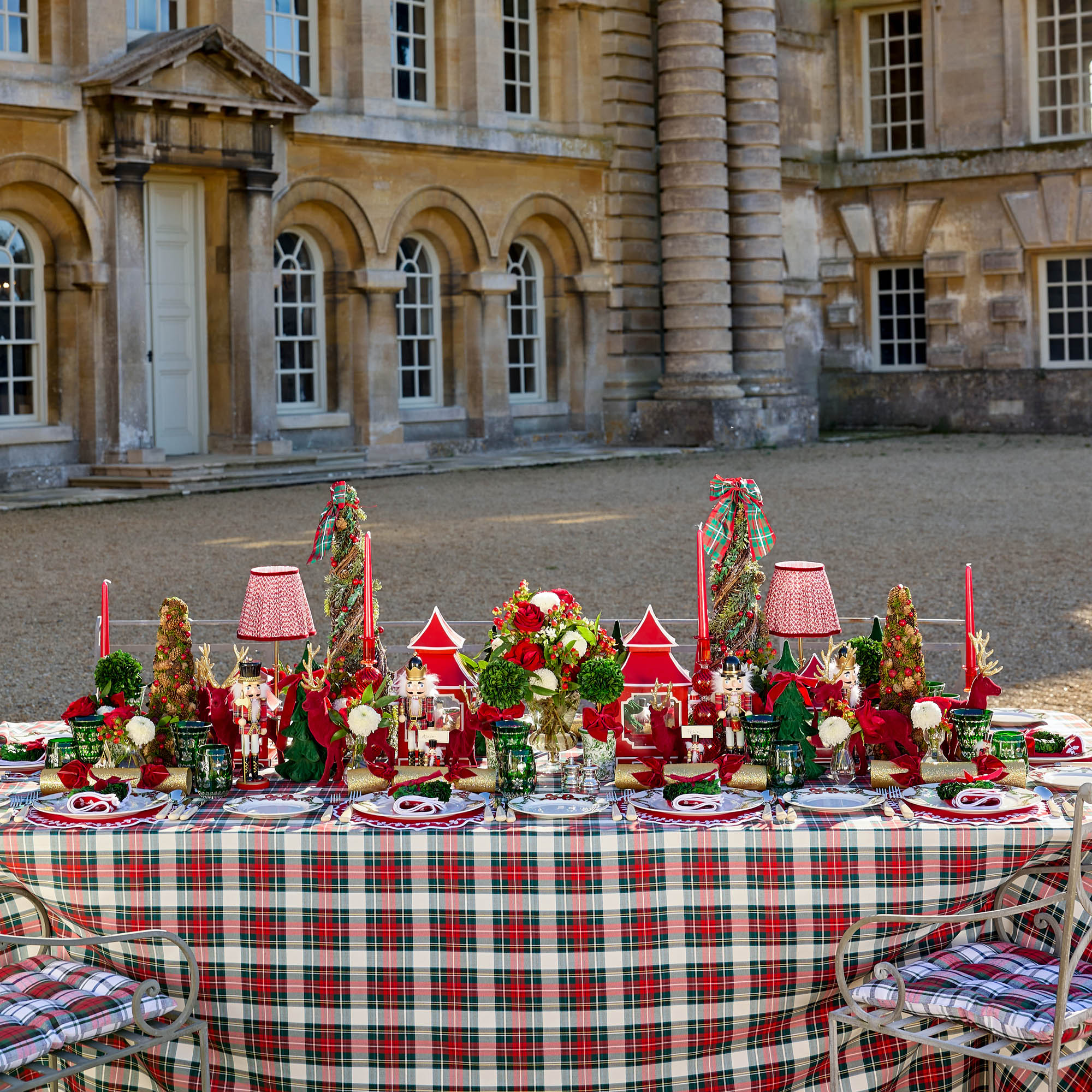 Decorative Festive Tree with Red & Green Tartan Bow